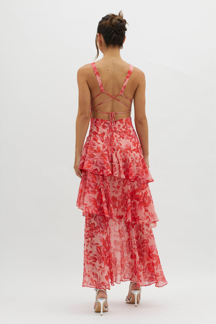 Virella – Tiered bloom – Floral chiffon maxi dress-15151288222080-Santi Vento Atelier