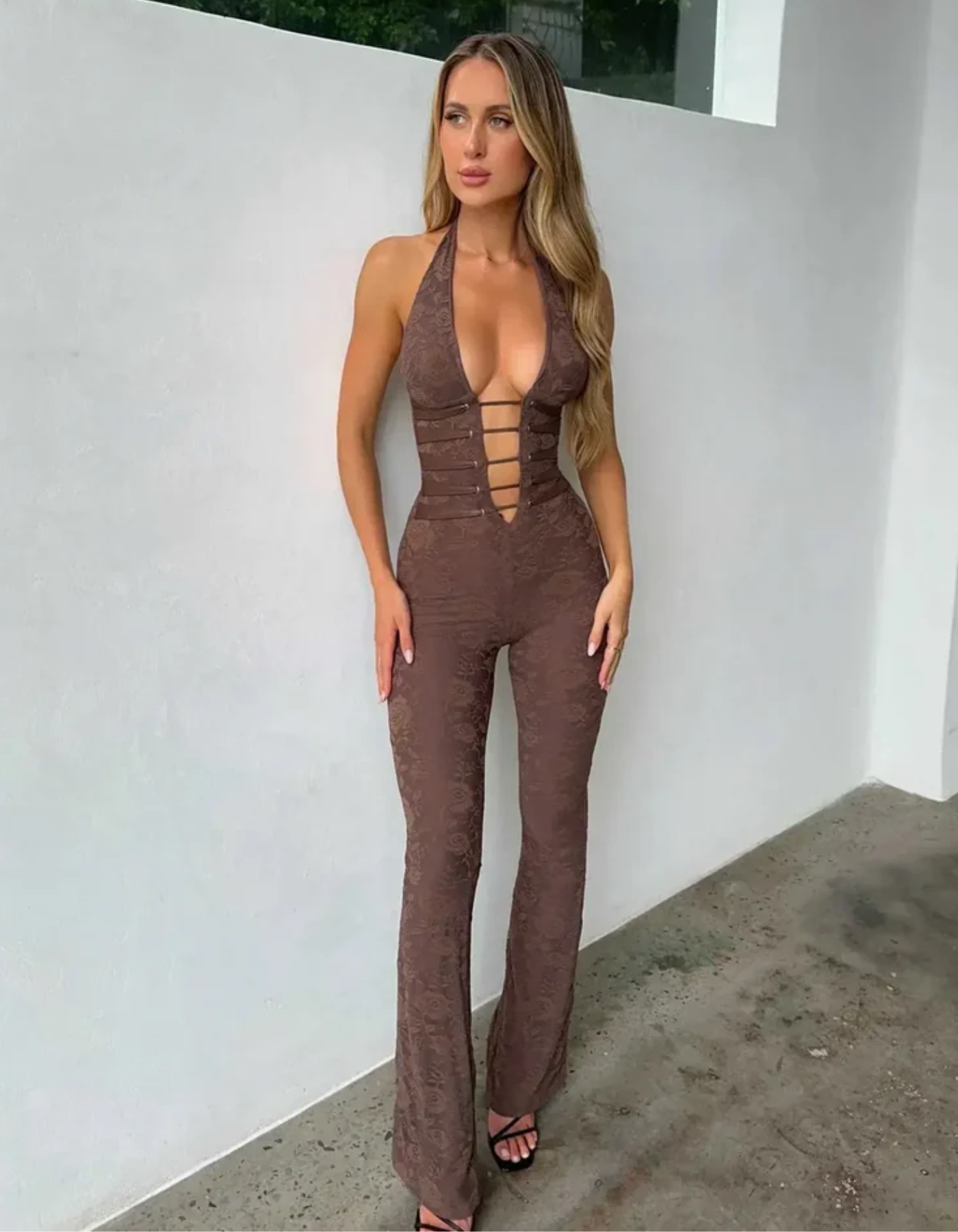 Vittoria – Strappy corset detail – Lace jumpsuit-15140897751424-Santi Vento Atelier