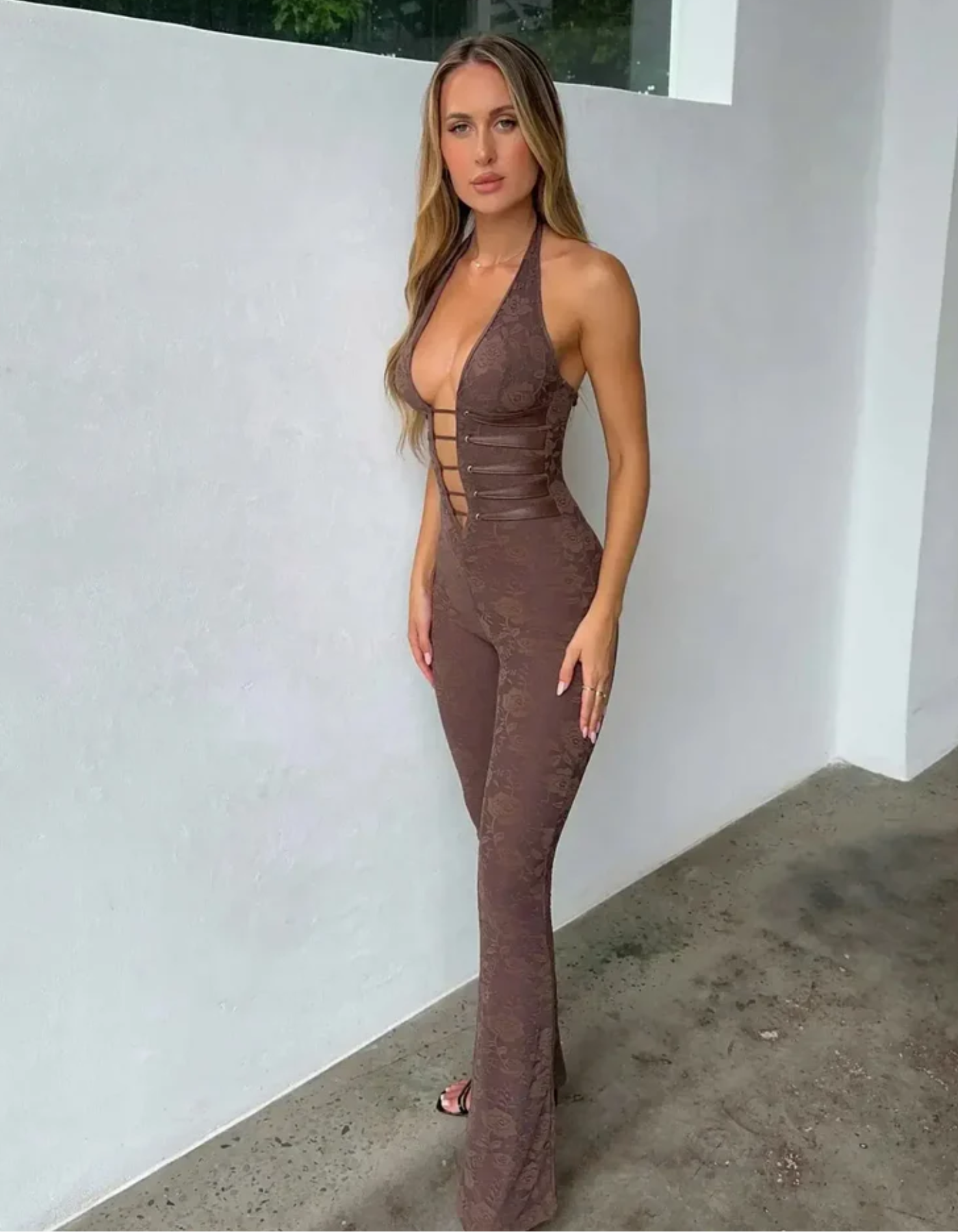 Vittoria – Strappy corset detail – Lace jumpsuit-15140897751424-Santi Vento Atelier