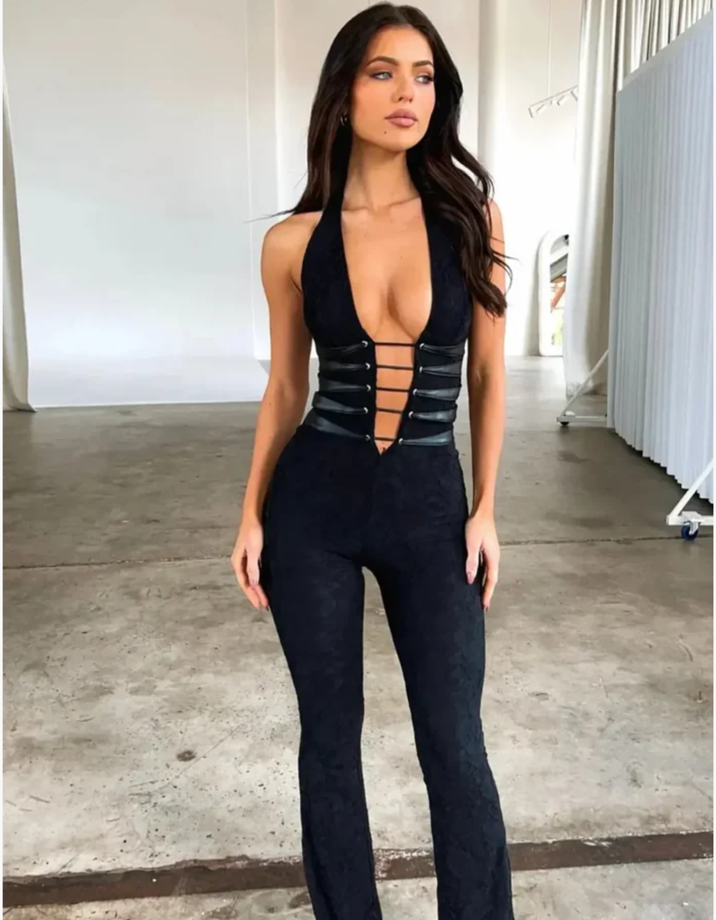 Vittoria – Strappy corset detail – Lace jumpsuit-15140897751424-Santi Vento Atelier