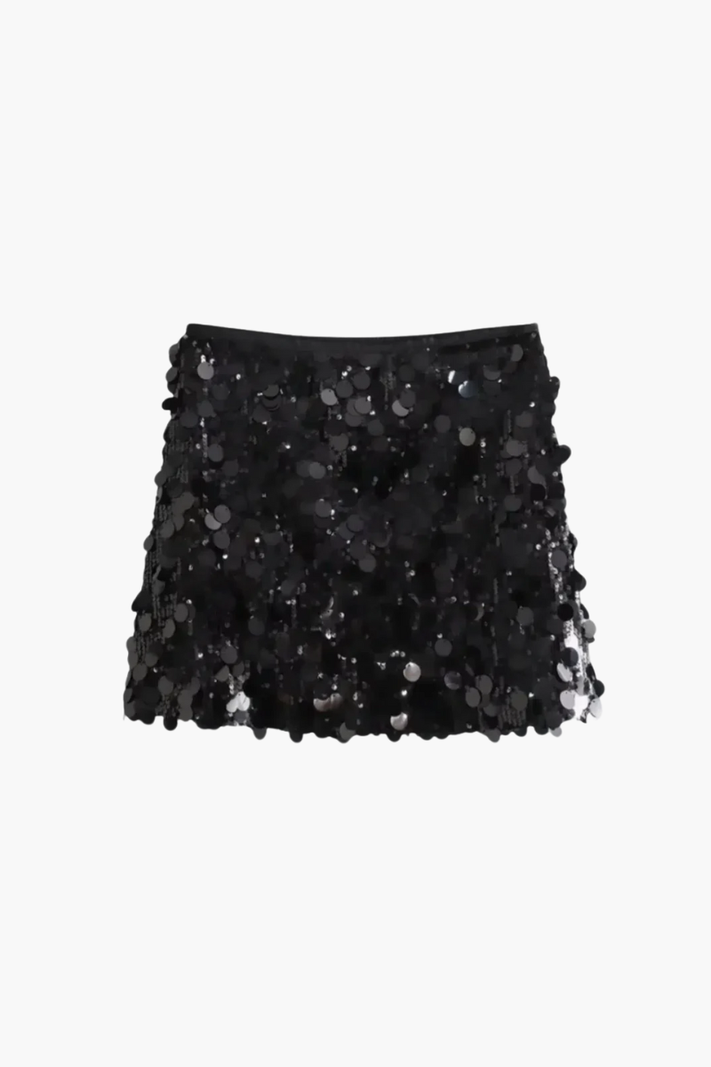 Zaira – Radiant sparkle – Glitter mini skirt-15140933042560-Santi Vento Atelier