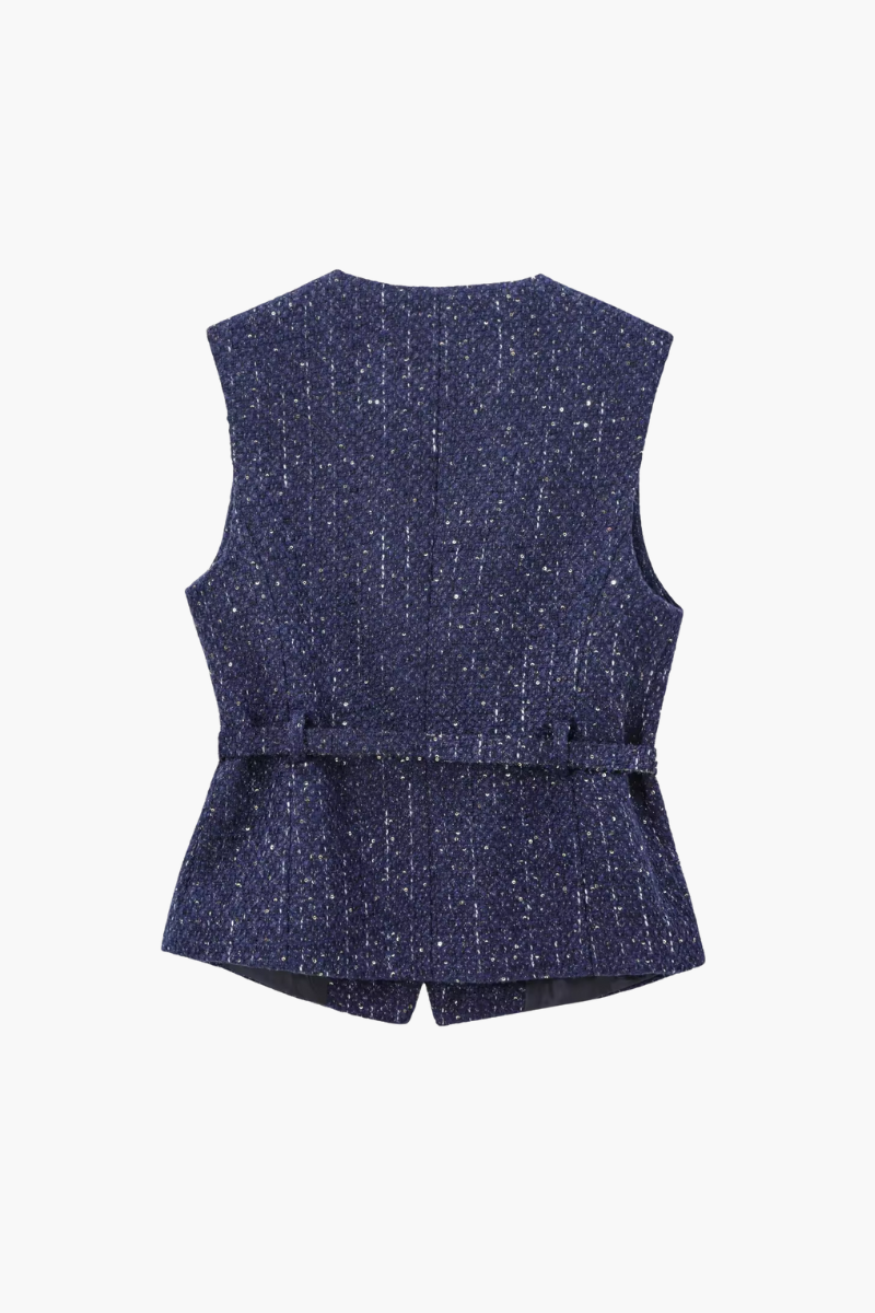 Zaira – Textured button detail – Tweed vest top-15139940172160-Santi Vento Atelier
