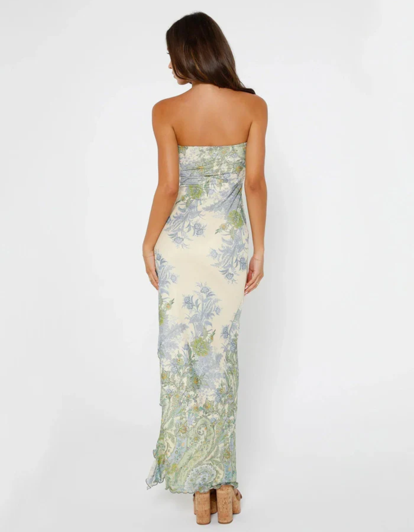 Seraphine – Romantic floral print – Strapless maxi dress-15139106652544-Santi Vento Atelier