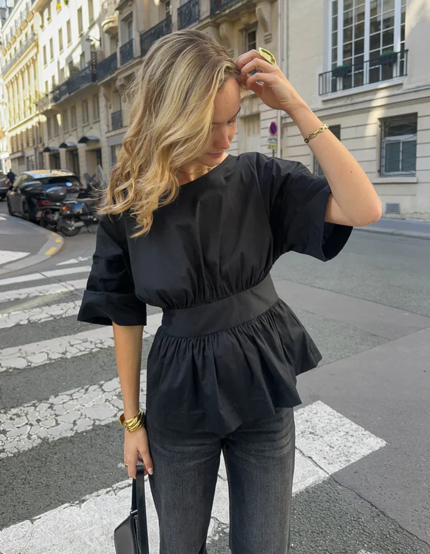 Lumivelle – Open-back charm – Peplum blouse-15144881127808-Santi Vento Atelier