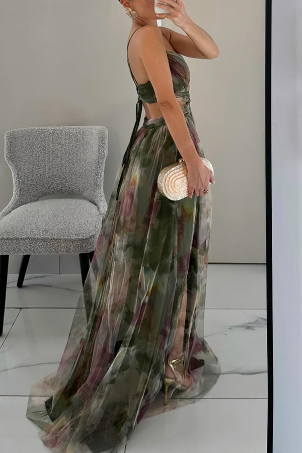 Eirith – Lace-up floral detail – Maxi dress-15139767943552-Santi Vento Atelier