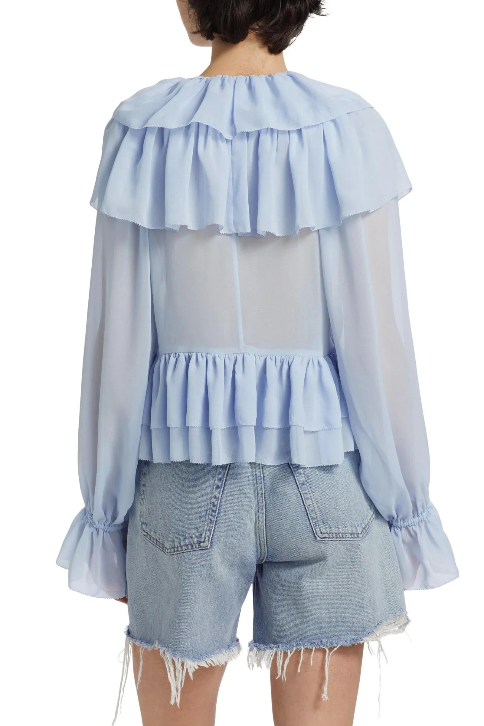 Fioretti – Cascading ruffles – Sheer chiffon blouse-15150417248640-Santi Vento Atelier