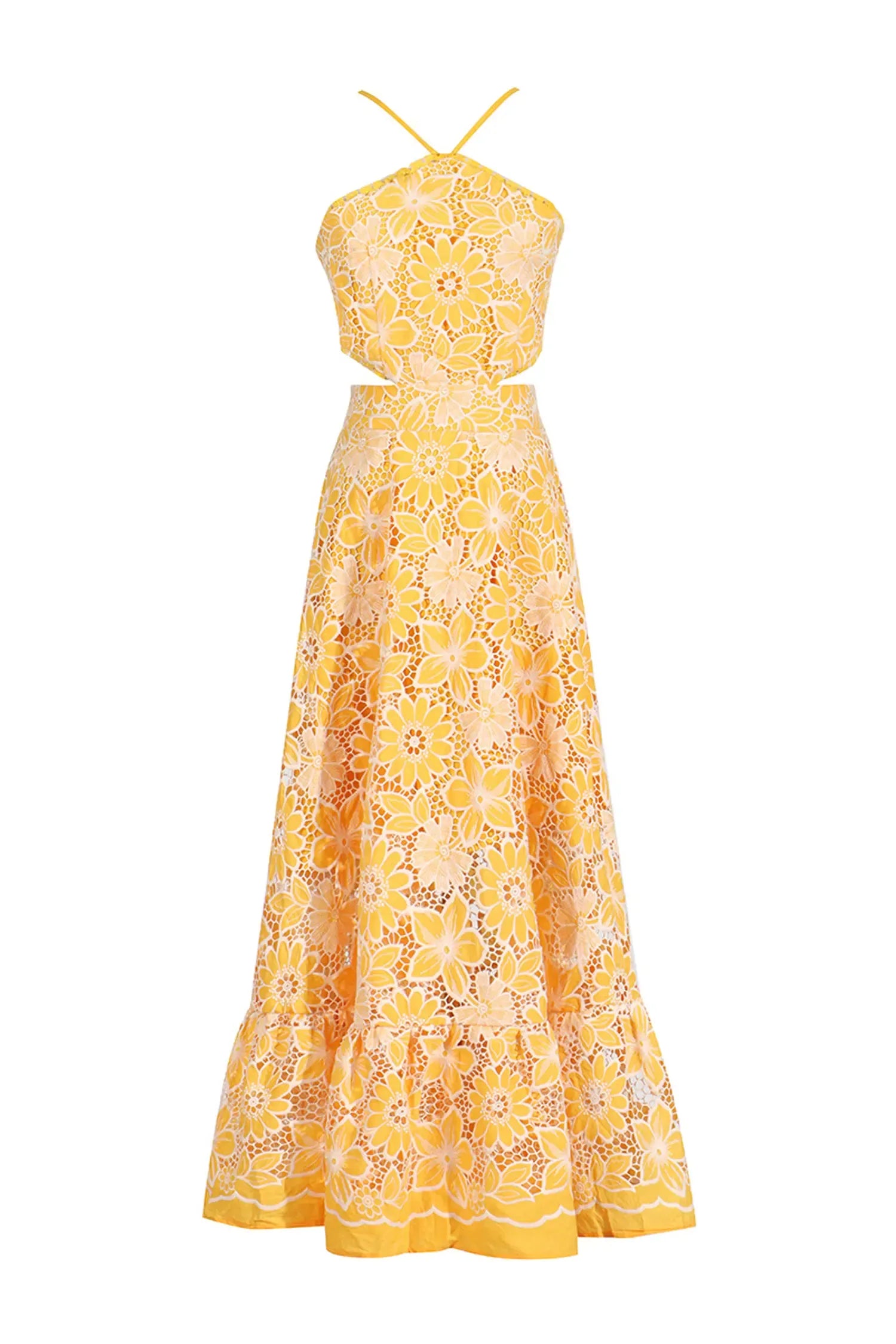 Floretta – Floral lace charm – Halter midi dress-15147056234880-Santi Vento Atelier