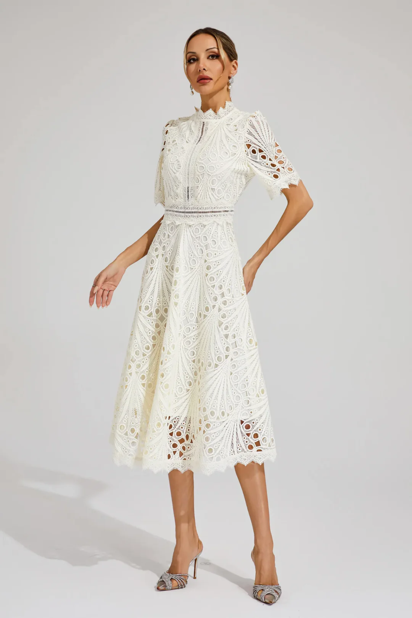 Charlisse – Delicate lace elegance – Midi dress-15139772629376-Santi Vento Atelier
