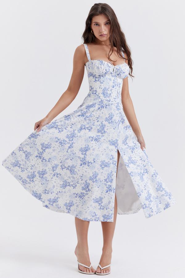 Amelie – Corset bloom – Floral midi dress-15148418236800-Santi Vento Atelier