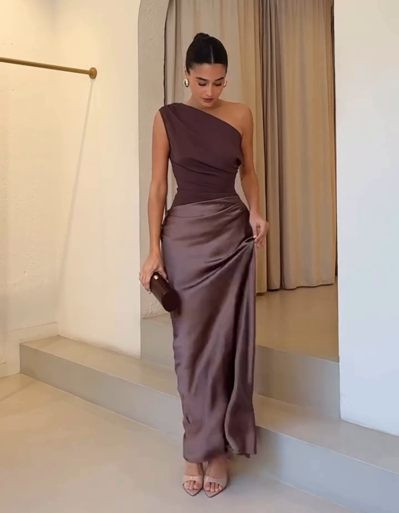 Amaretta – Sculpted drape – Satin evening gown-15150375797120-Santi Vento Atelier
