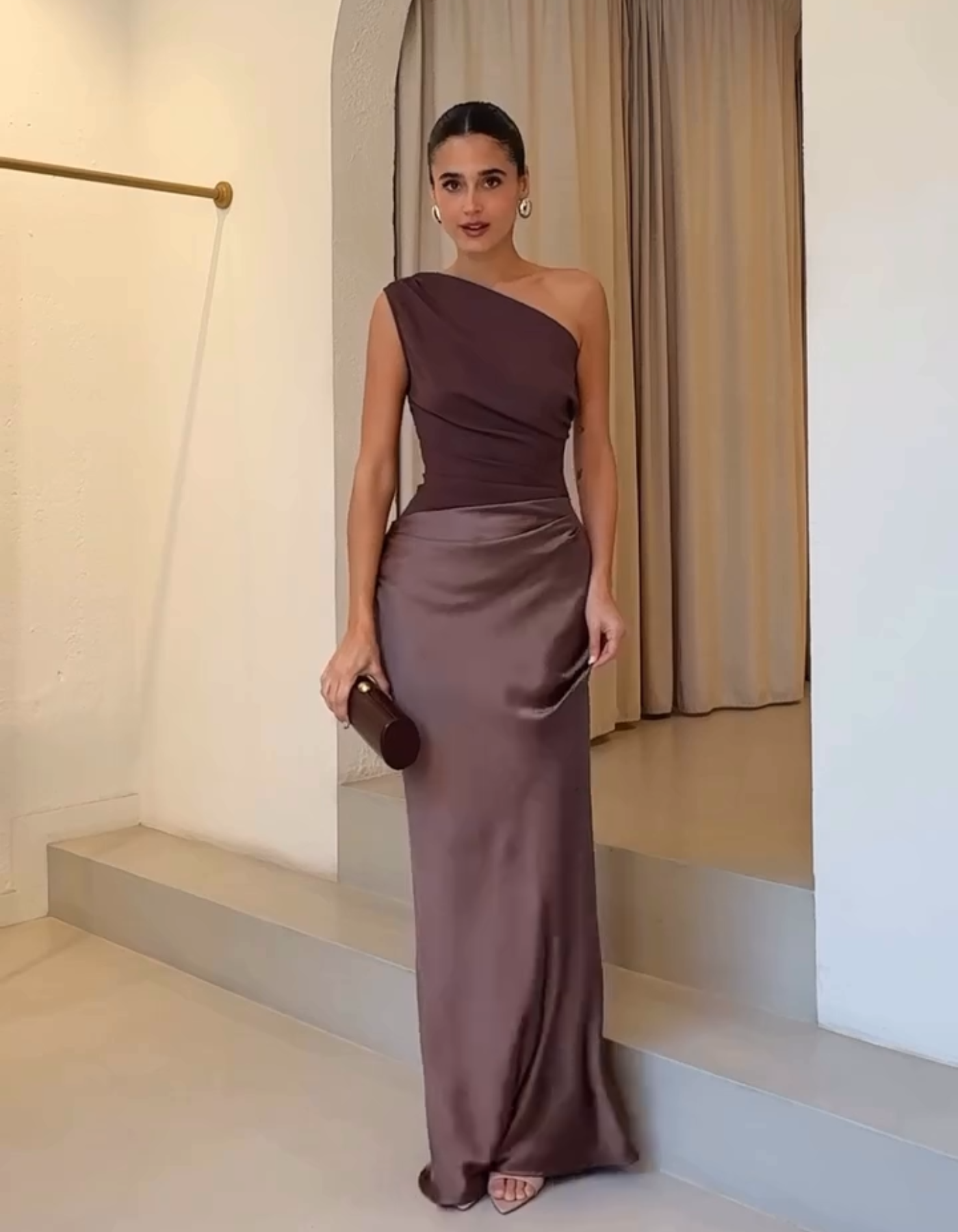 Amaretta – Sculpted drape – Satin evening gown-15150375797120-Santi Vento Atelier