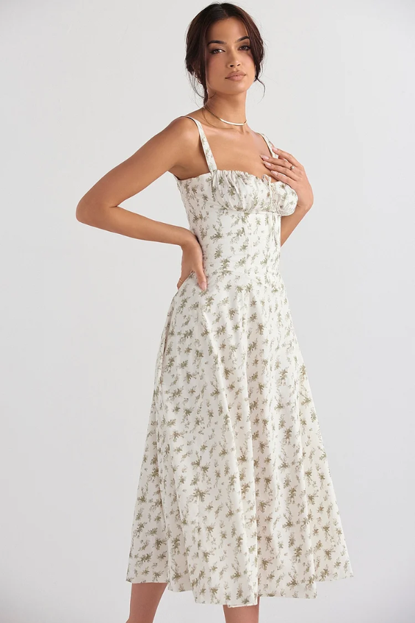 Amelie – Corset bloom – Floral midi dress-15148418236800-Santi Vento Atelier
