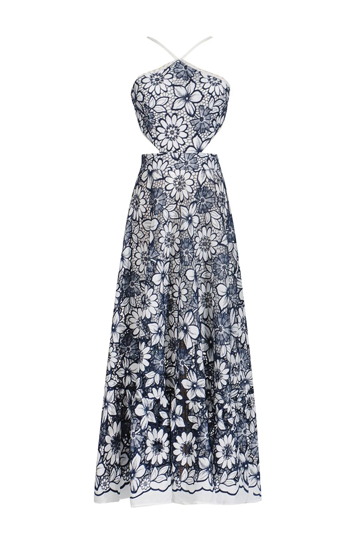 Floretta – Floral lace charm – Halter midi dress-15147056234880-Santi Vento Atelier