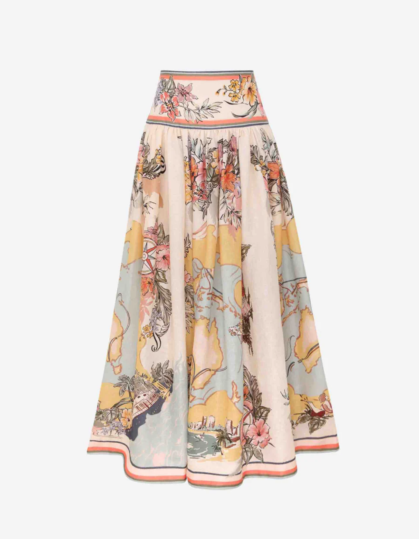 Cartolina – Illustrated print – Maxi skirt-15155708232064-Santi Vento Atelier