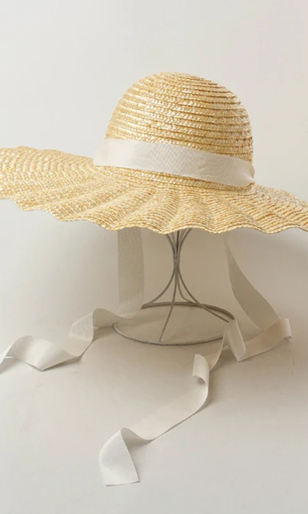 Solvienne – Scalloped ribbon tie – Straw hat-15143509229952-Santi Vento Atelier