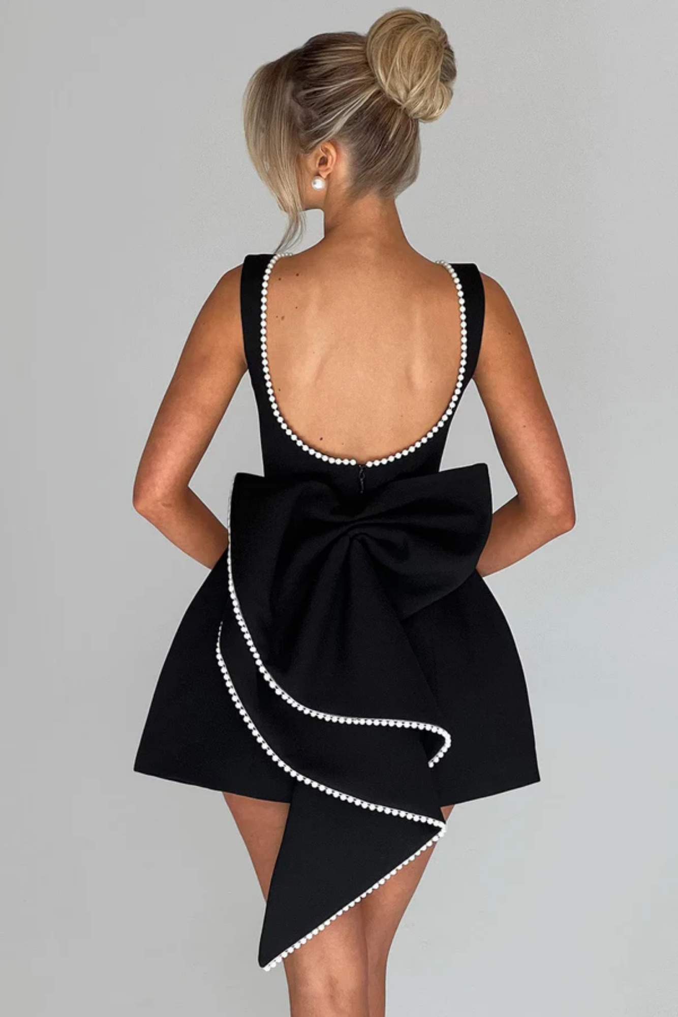 Bruna – Pearl bow detail – Mini dress-15140814553472-Santi Vento Atelier