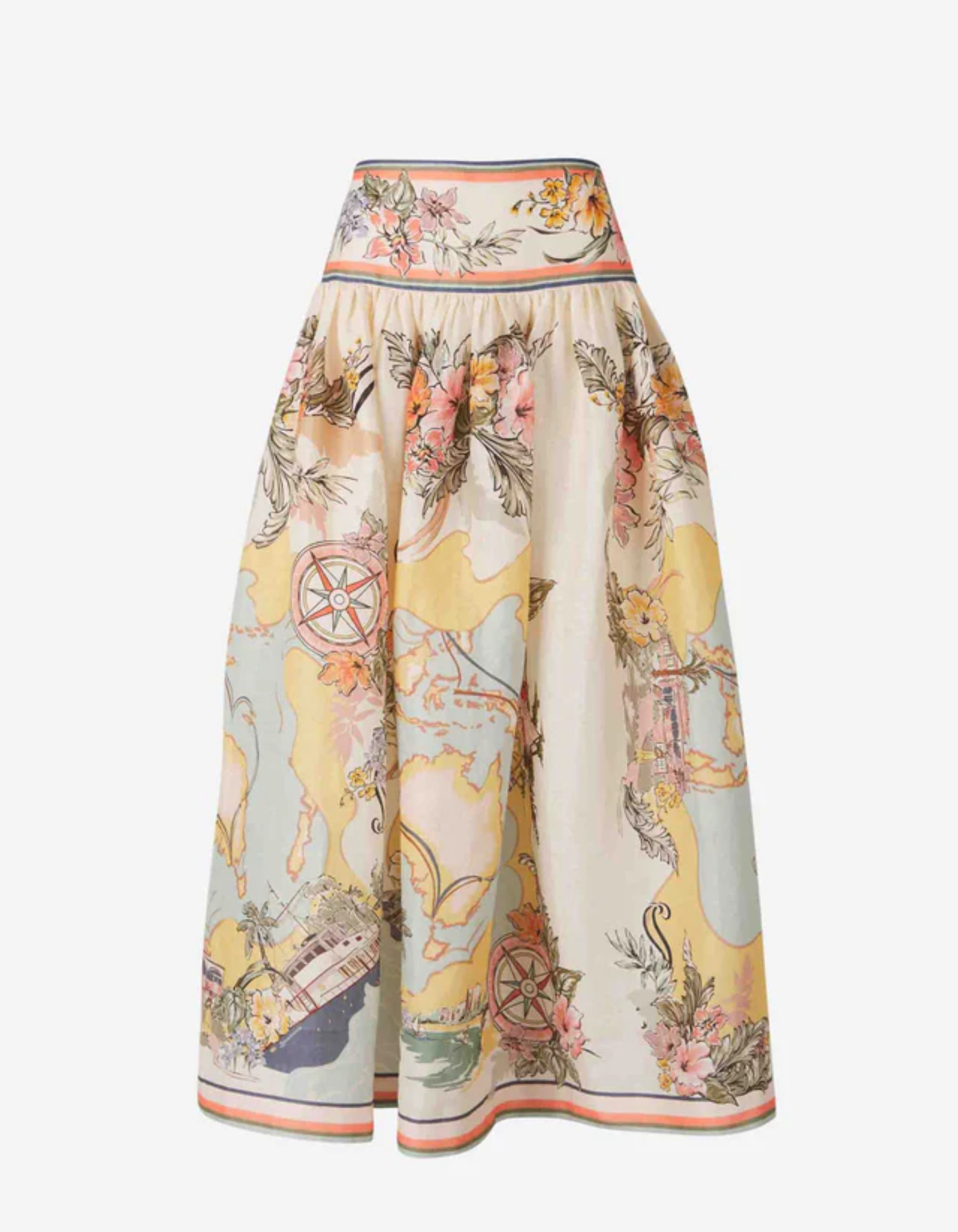 Cartolina – Illustrated print – Maxi skirt-15155708232064-Santi Vento Atelier