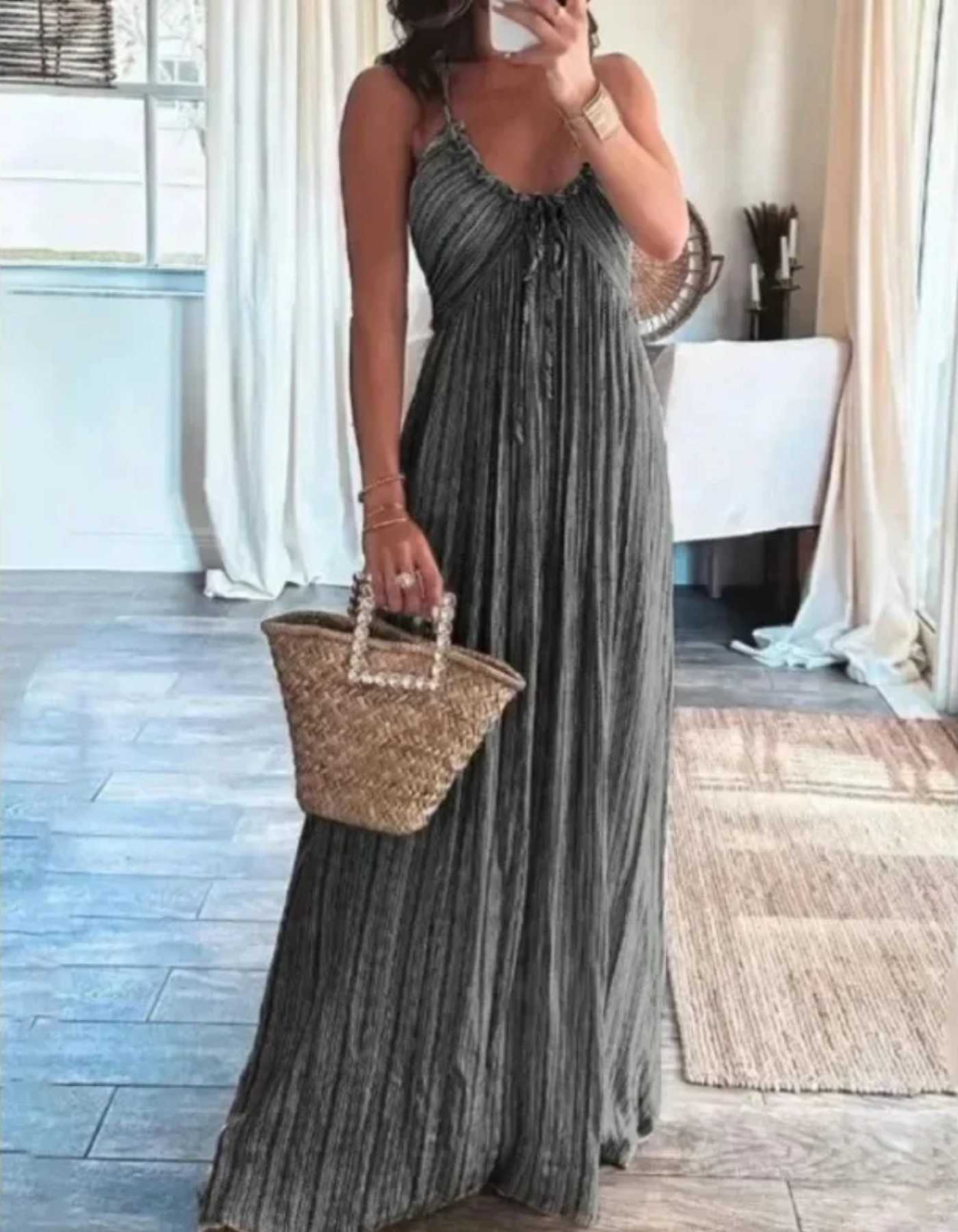 Miretta – Crinkled boho texture – Halter maxi dress-15148418105728-Santi Vento Atelier