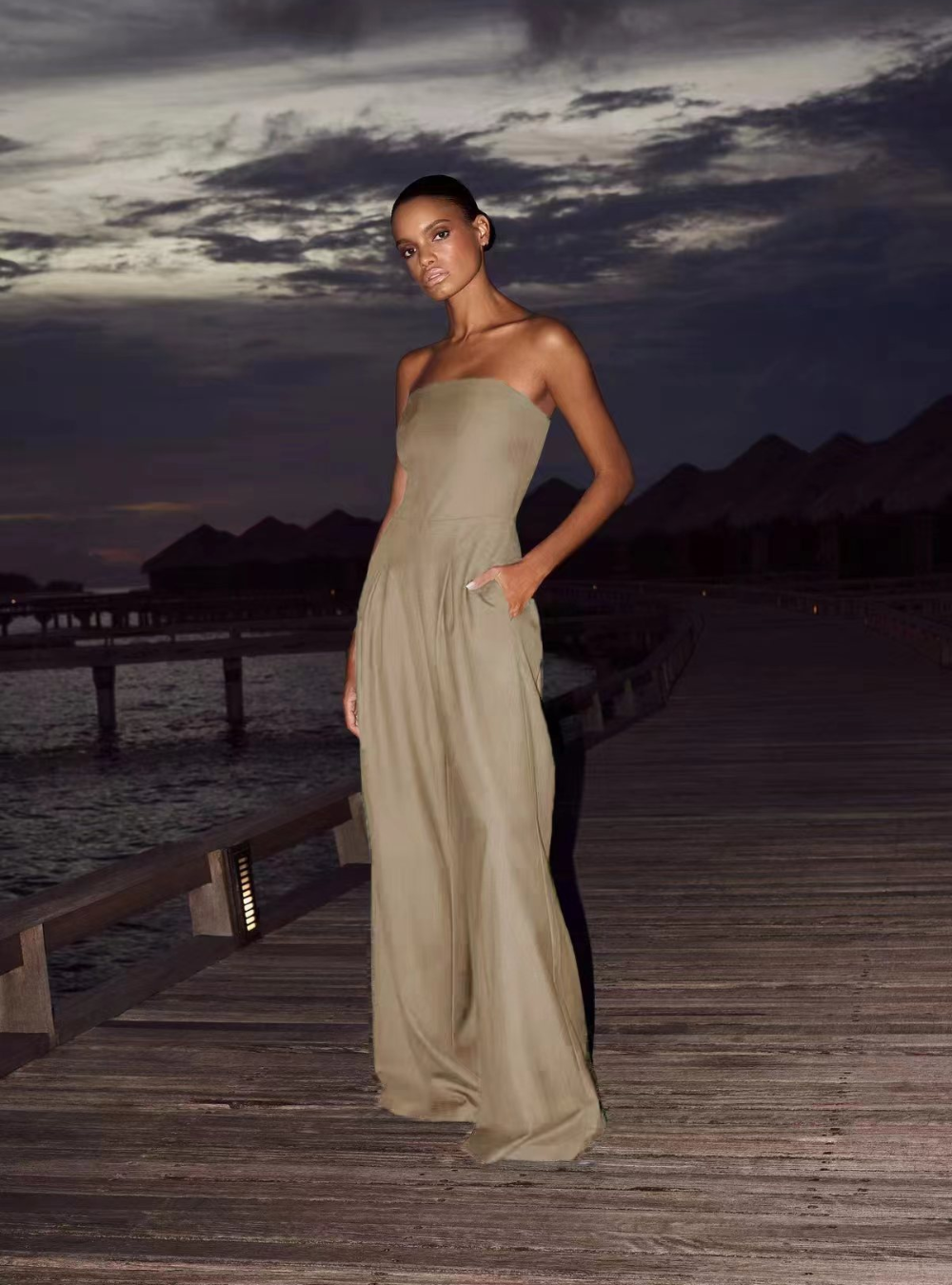 Elisavie – Strapless tailored – Wide leg jumpsuit-15148504383872-Santi Vento Atelier