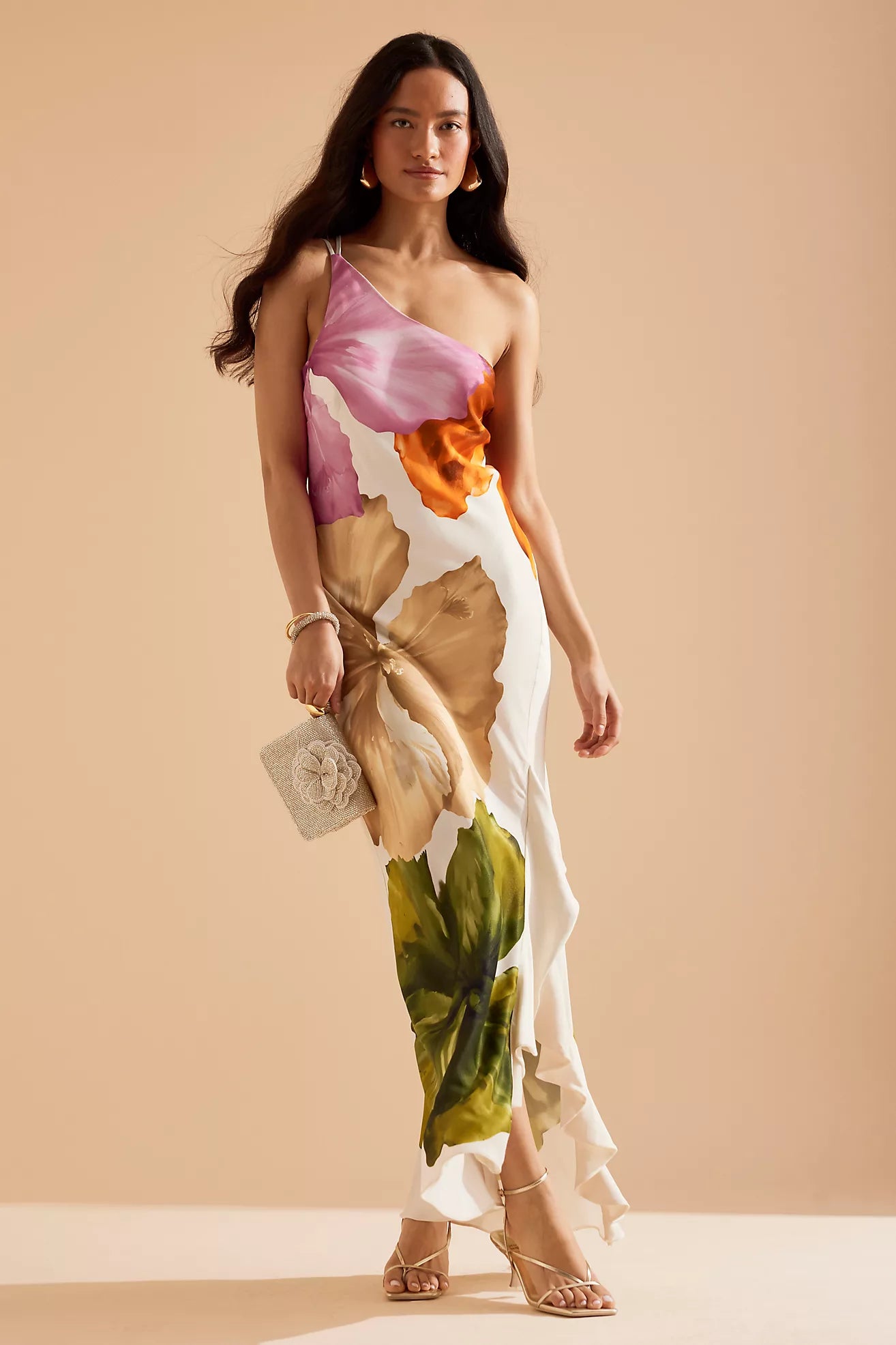 Lucinaé – Floral drape – One-shoulder maxi dress-15142286852480-Santi Vento Atelier