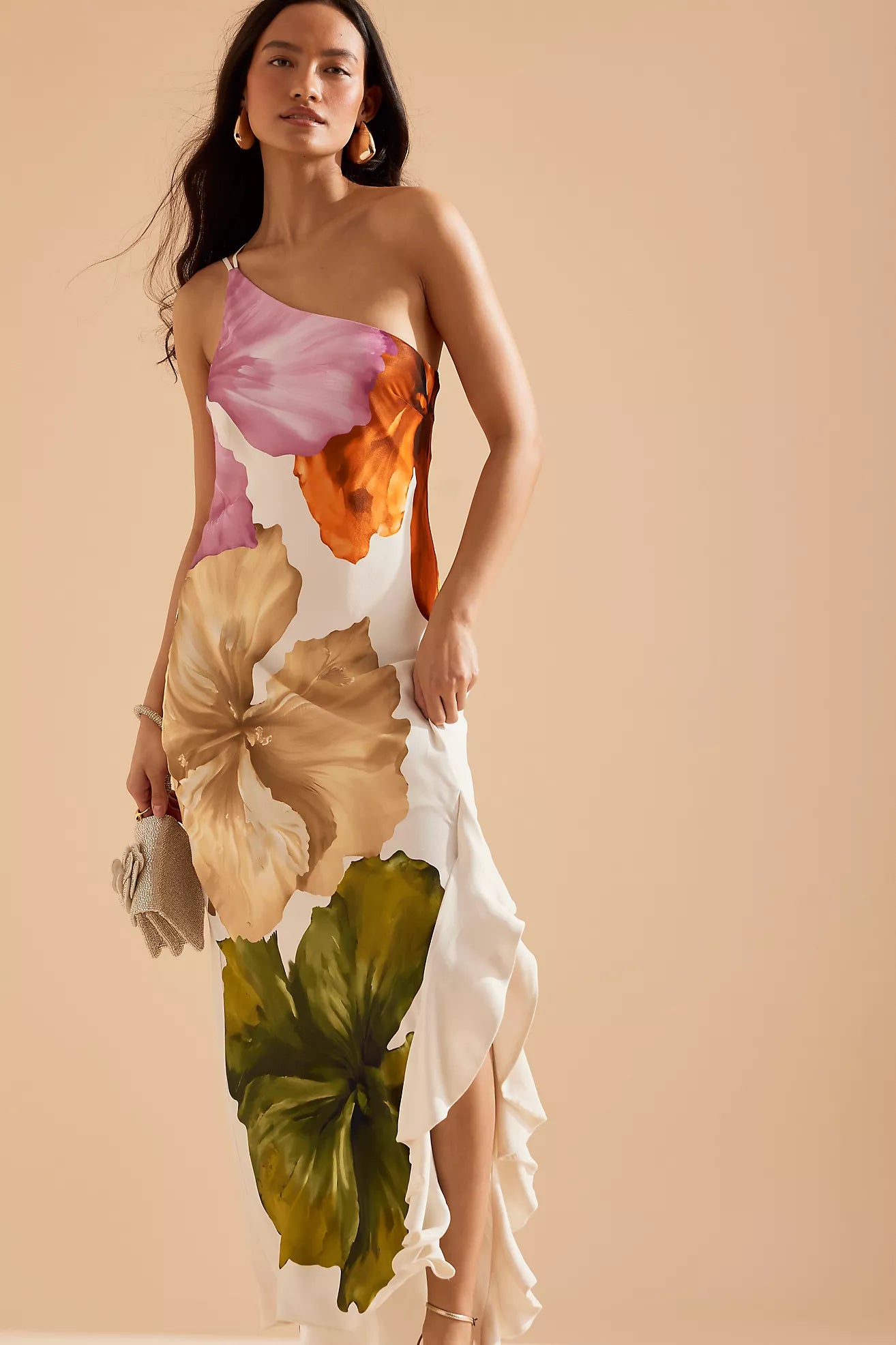 Lucinaé – Floral drape – One-shoulder maxi dress-15142286852480-Santi Vento Atelier