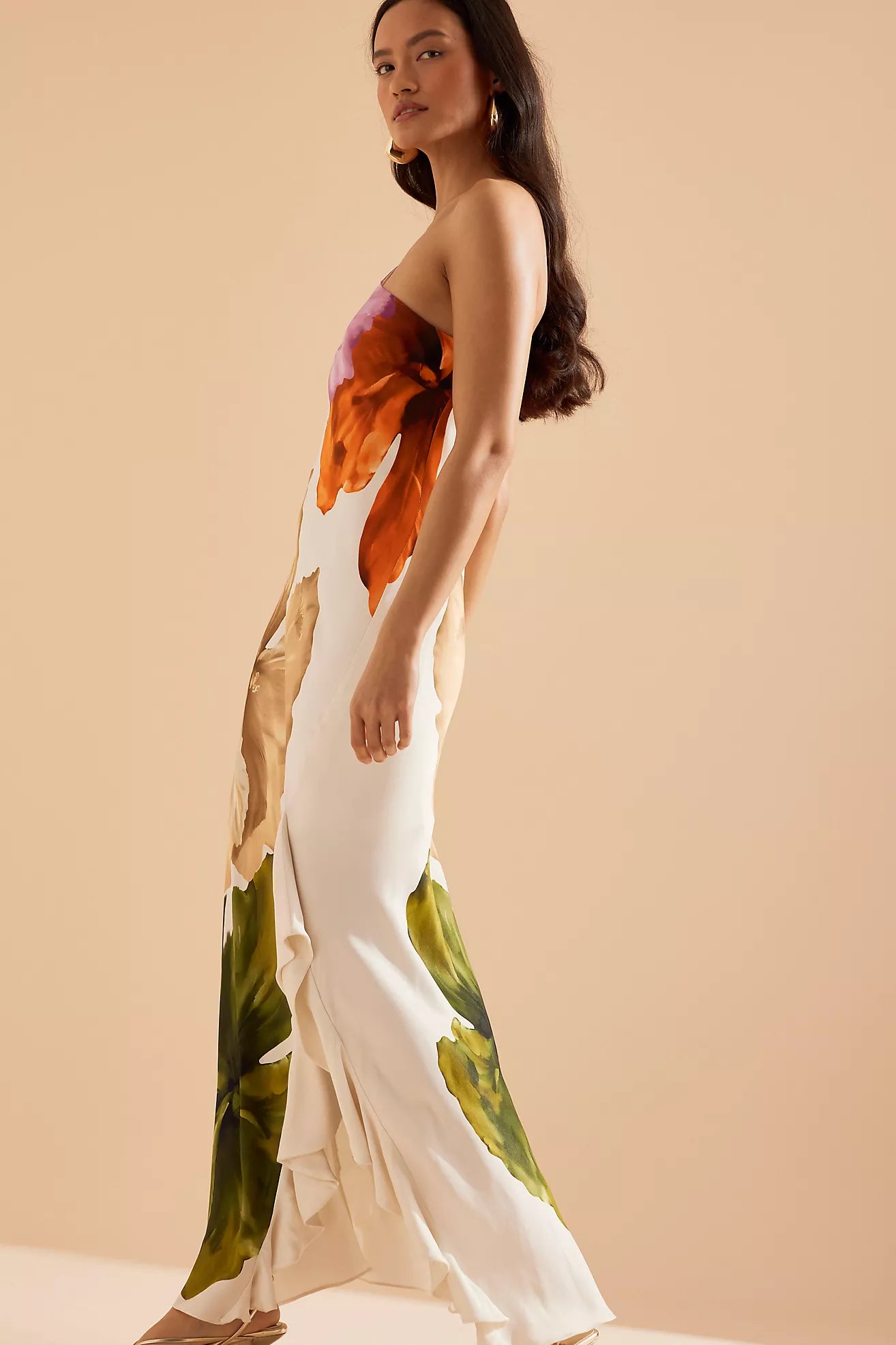 Lucinaé – Floral drape – One-shoulder maxi dress-15142286852480-Santi Vento Atelier