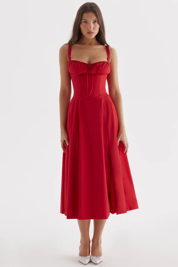 Amelie – Corset bloom – Floral midi dress-15148418236800-Santi Vento Atelier