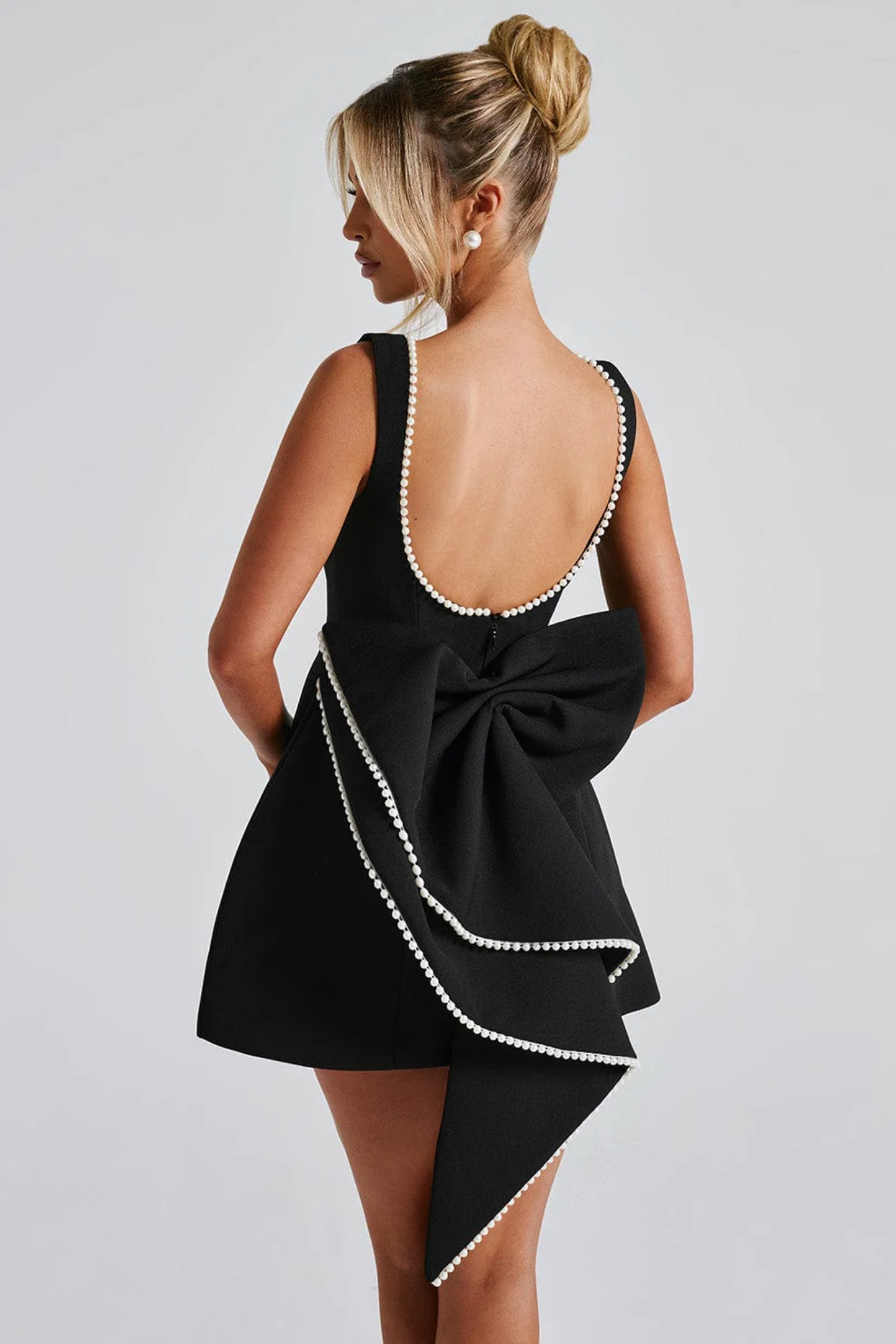 Bruna – Pearl bow detail – Mini dress-15140814553472-Santi Vento Atelier