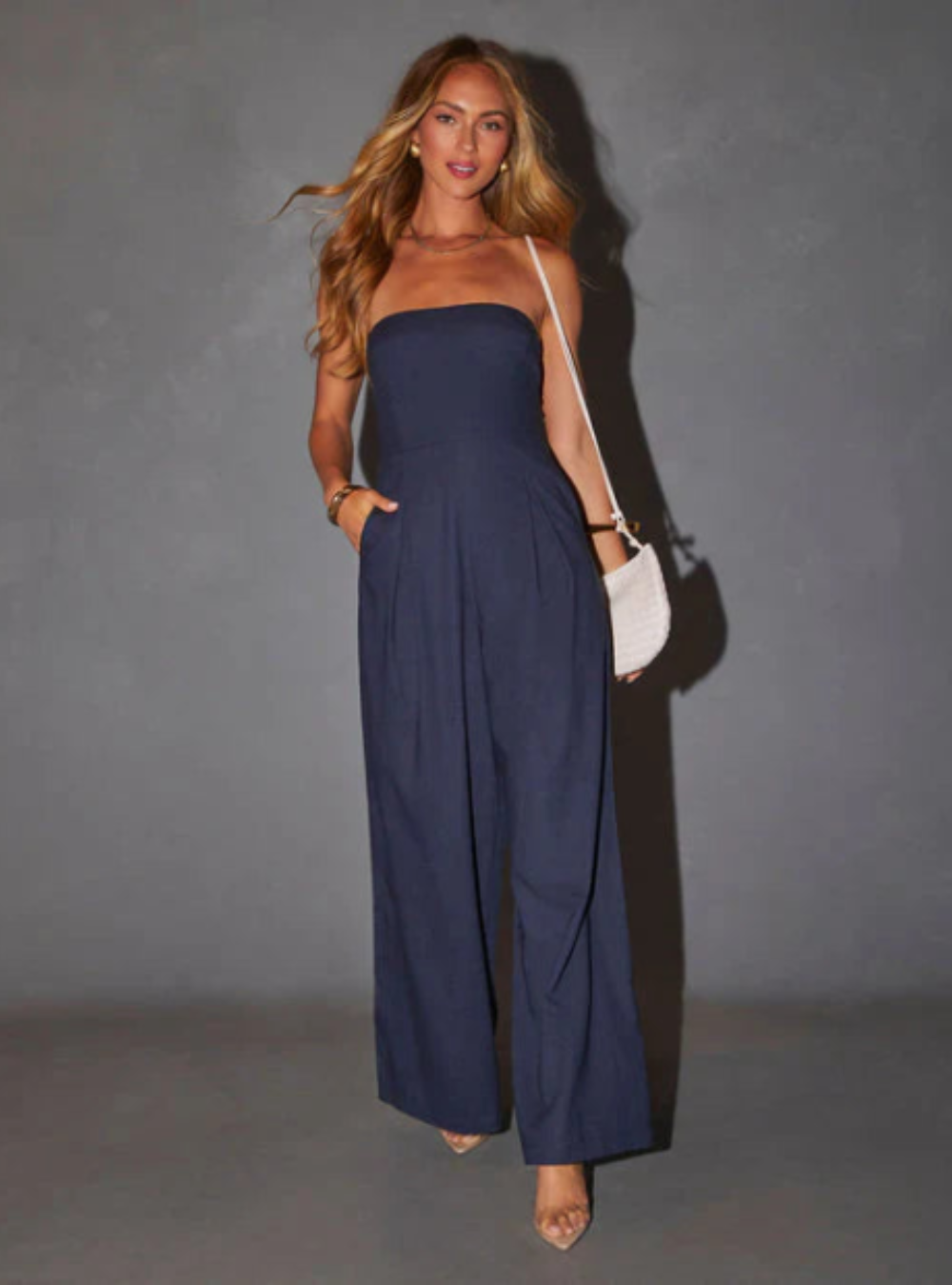 Elisavie – Strapless tailored – Wide leg jumpsuit-15148504383872-Santi Vento Atelier