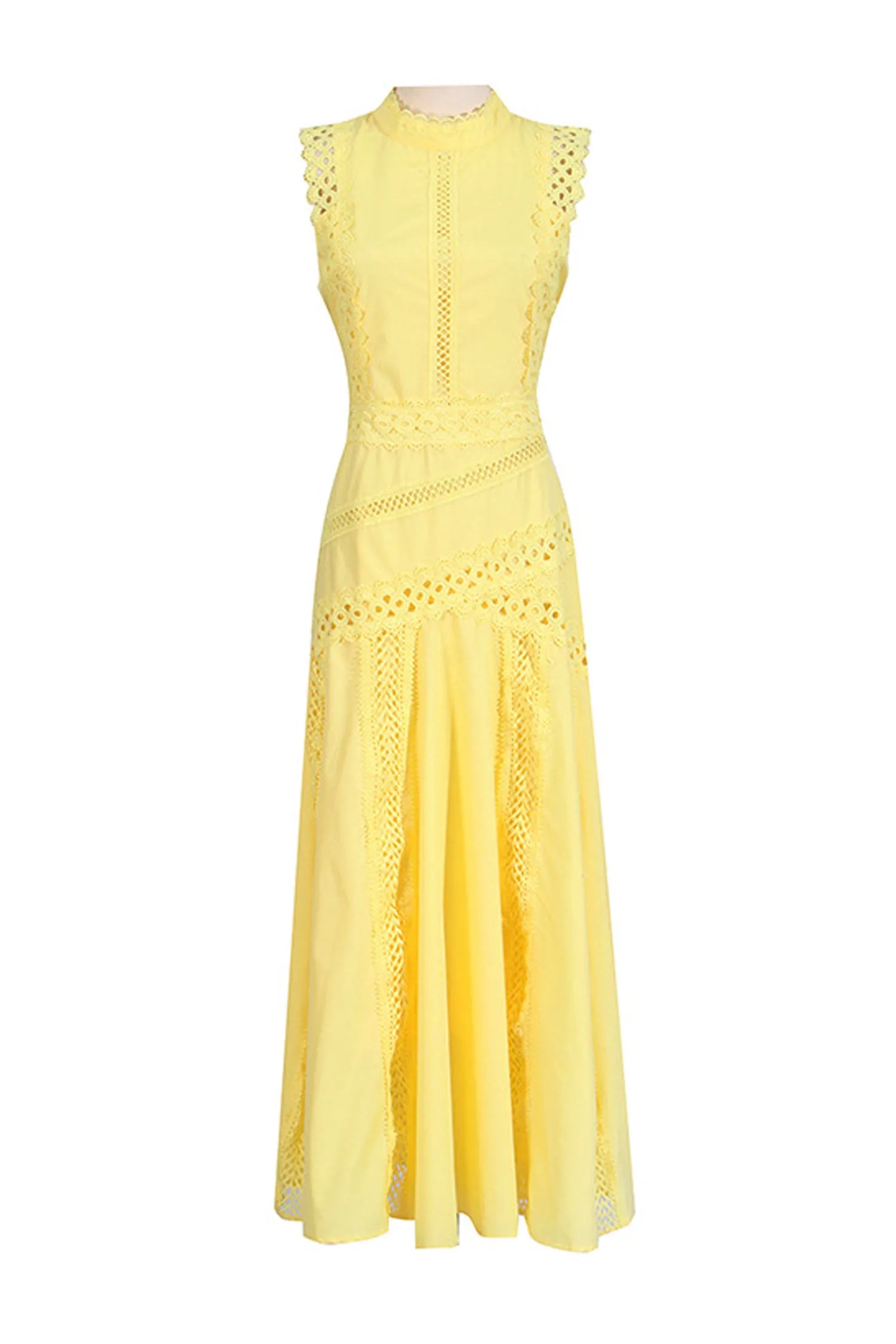 Gracia – Lace panel – Pleated midi dress-15146315612544-Santi Vento Atelier