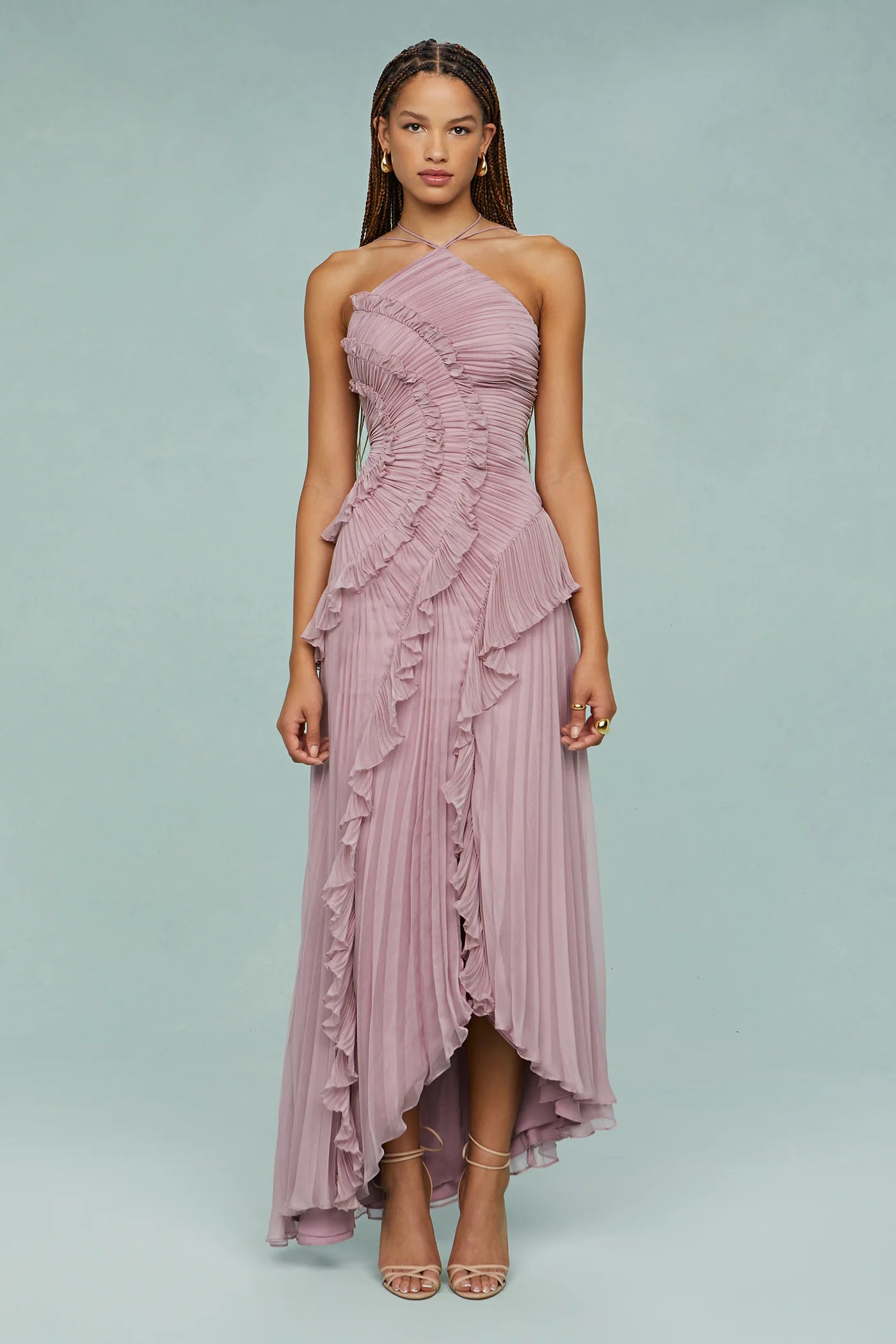 Lavirea – Sculpted pleats – One-shoulder midi dress-15155910902144-Santi Vento Atelier