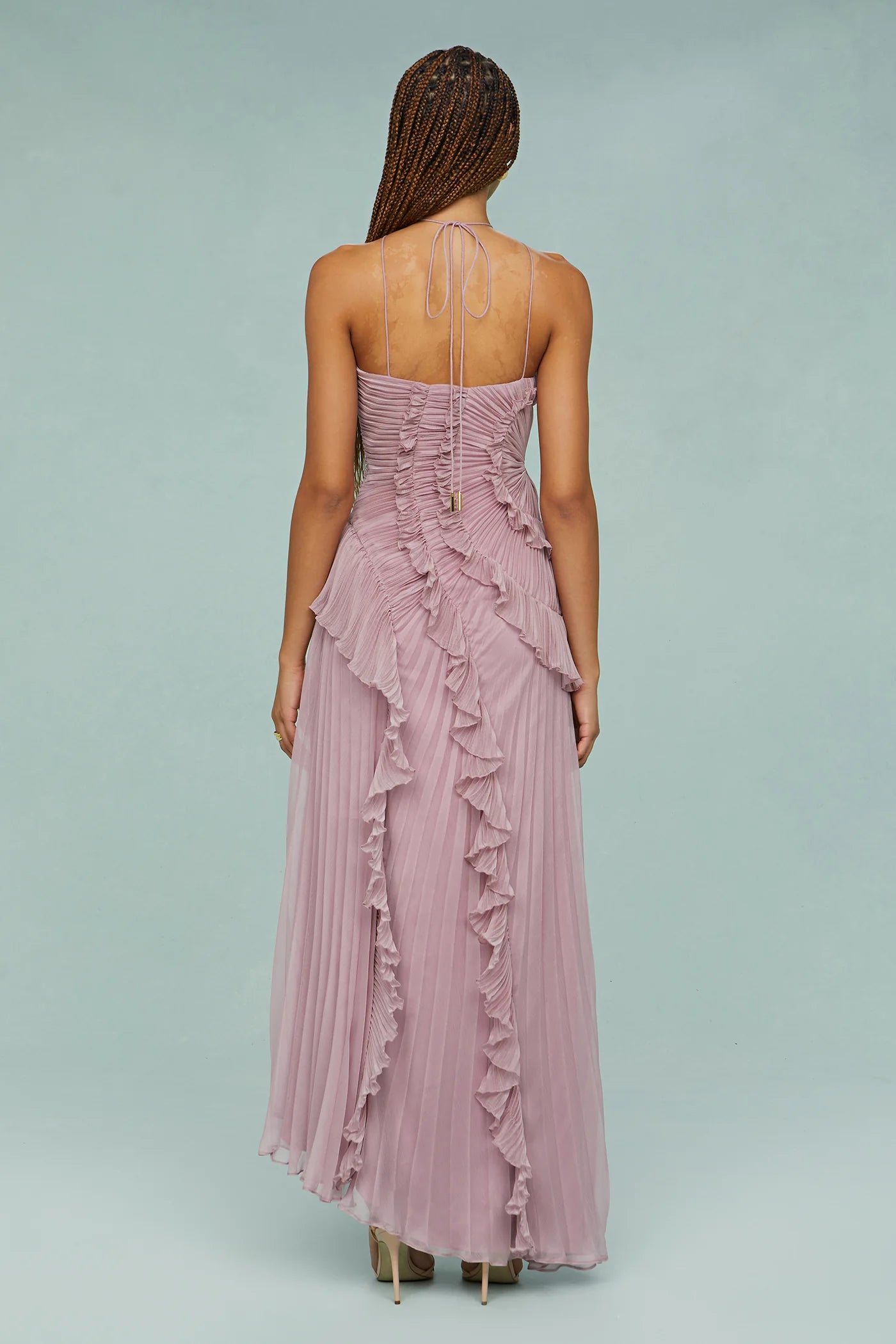 Lavirea – Sculpted pleats – One-shoulder midi dress-15155910902144-Santi Vento Atelier