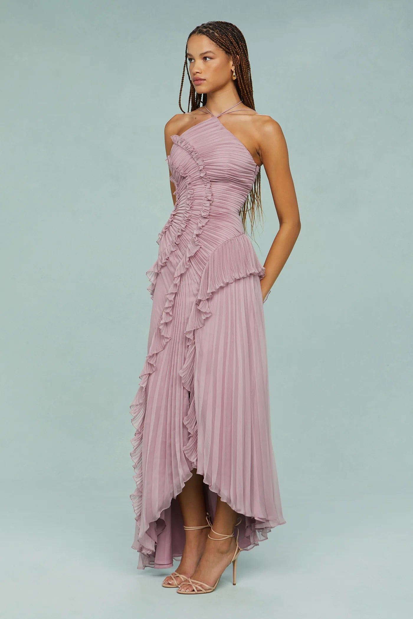 Lavirea – Sculpted pleats – One-shoulder midi dress-15155910902144-Santi Vento Atelier
