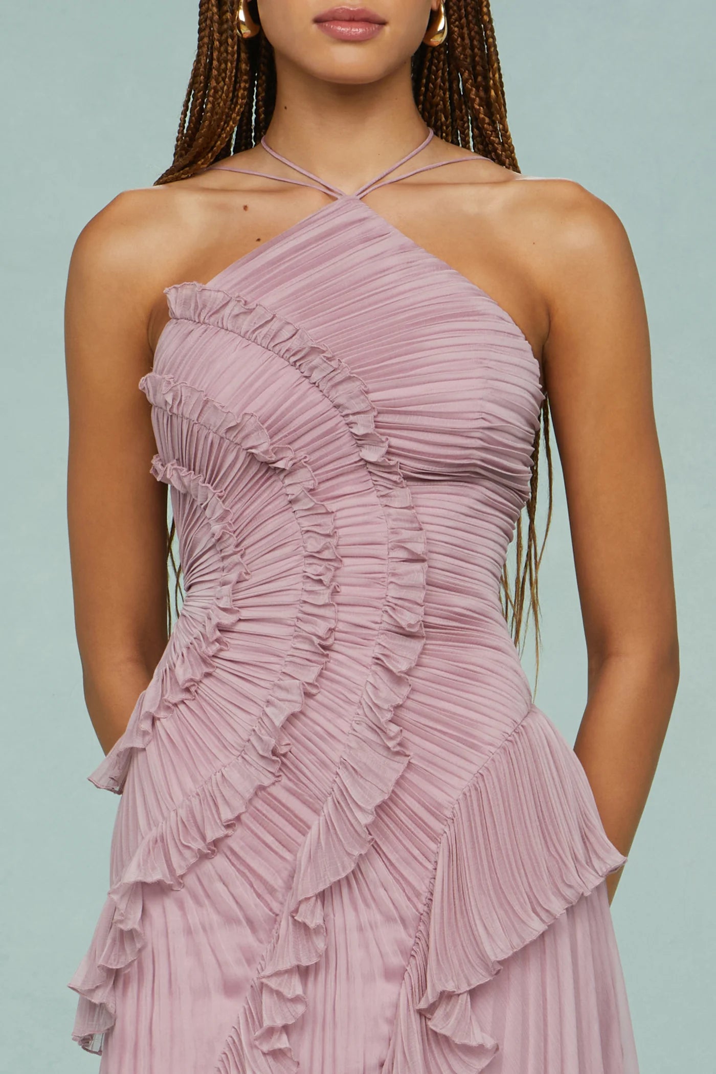 Lavirea – Sculpted pleats – One-shoulder midi dress-15155910902144-Santi Vento Atelier
