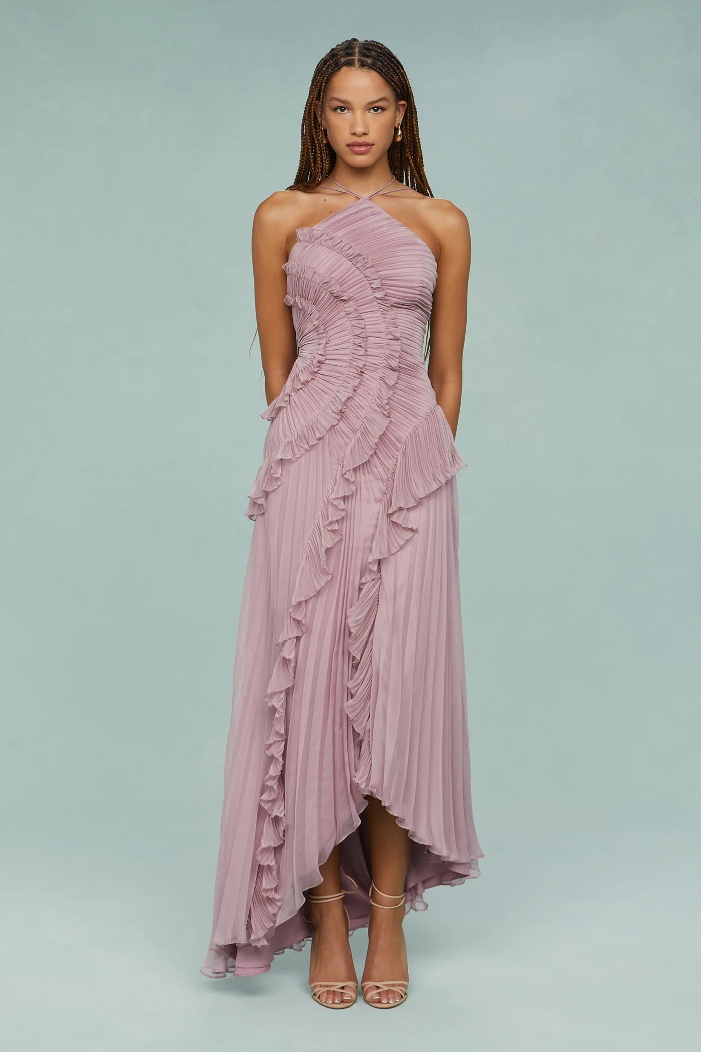 Lavirea – Sculpted pleats – One-shoulder midi dress-15155910902144-Santi Vento Atelier