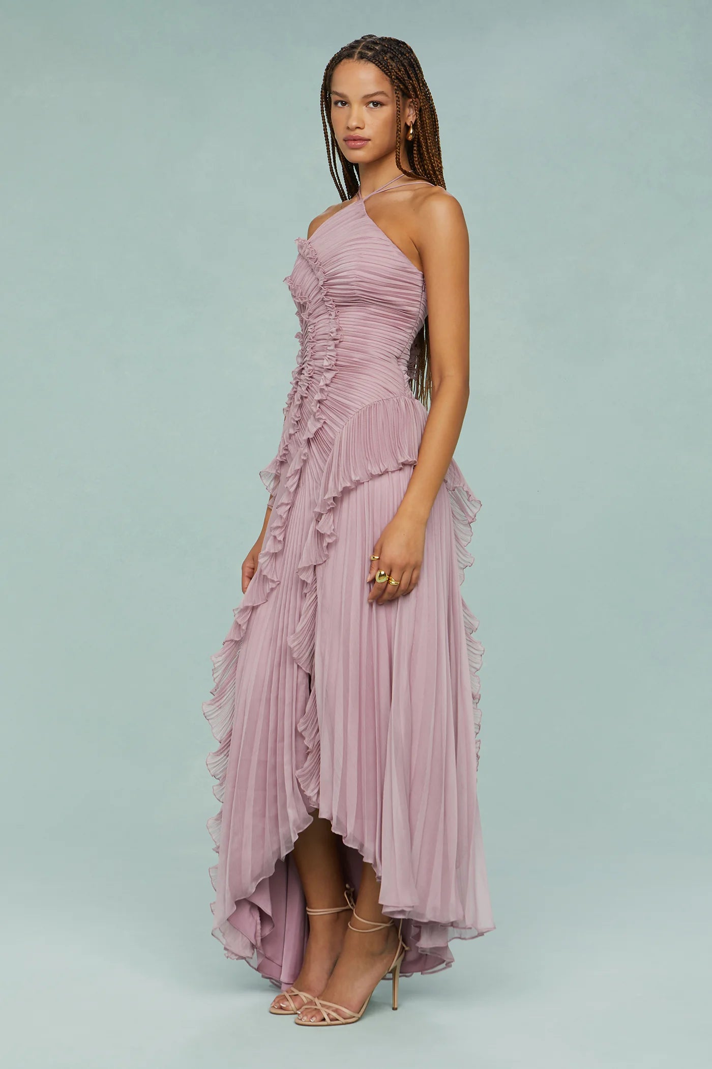 Lavirea – Sculpted pleats – One-shoulder midi dress-15155910902144-Santi Vento Atelier