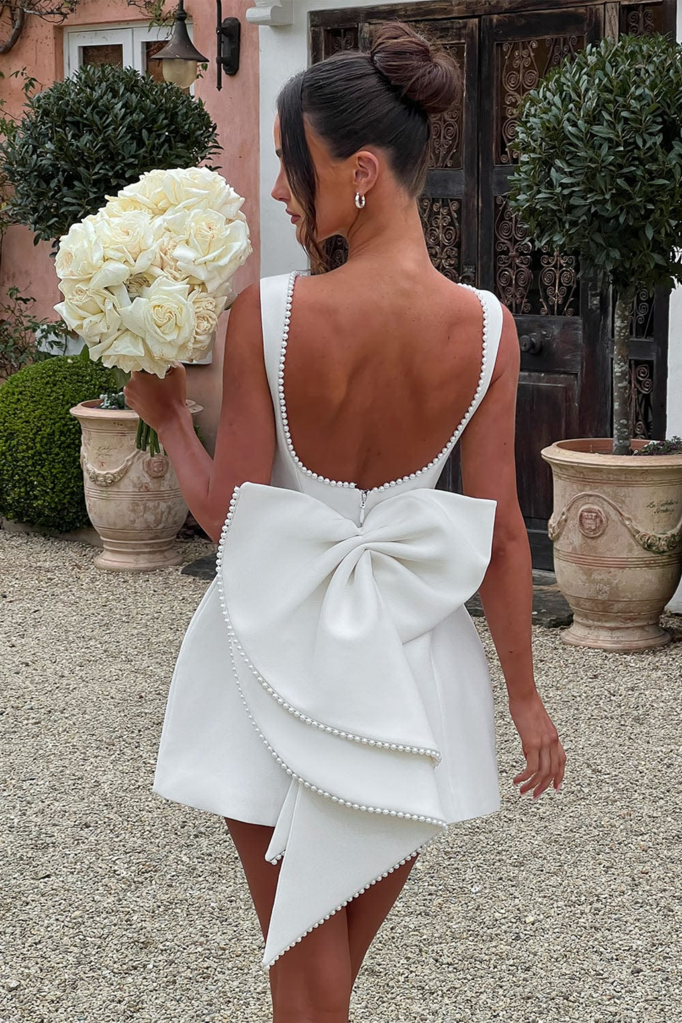 Bruna – Pearl bow detail – Mini dress-15140814553472-Santi Vento Atelier