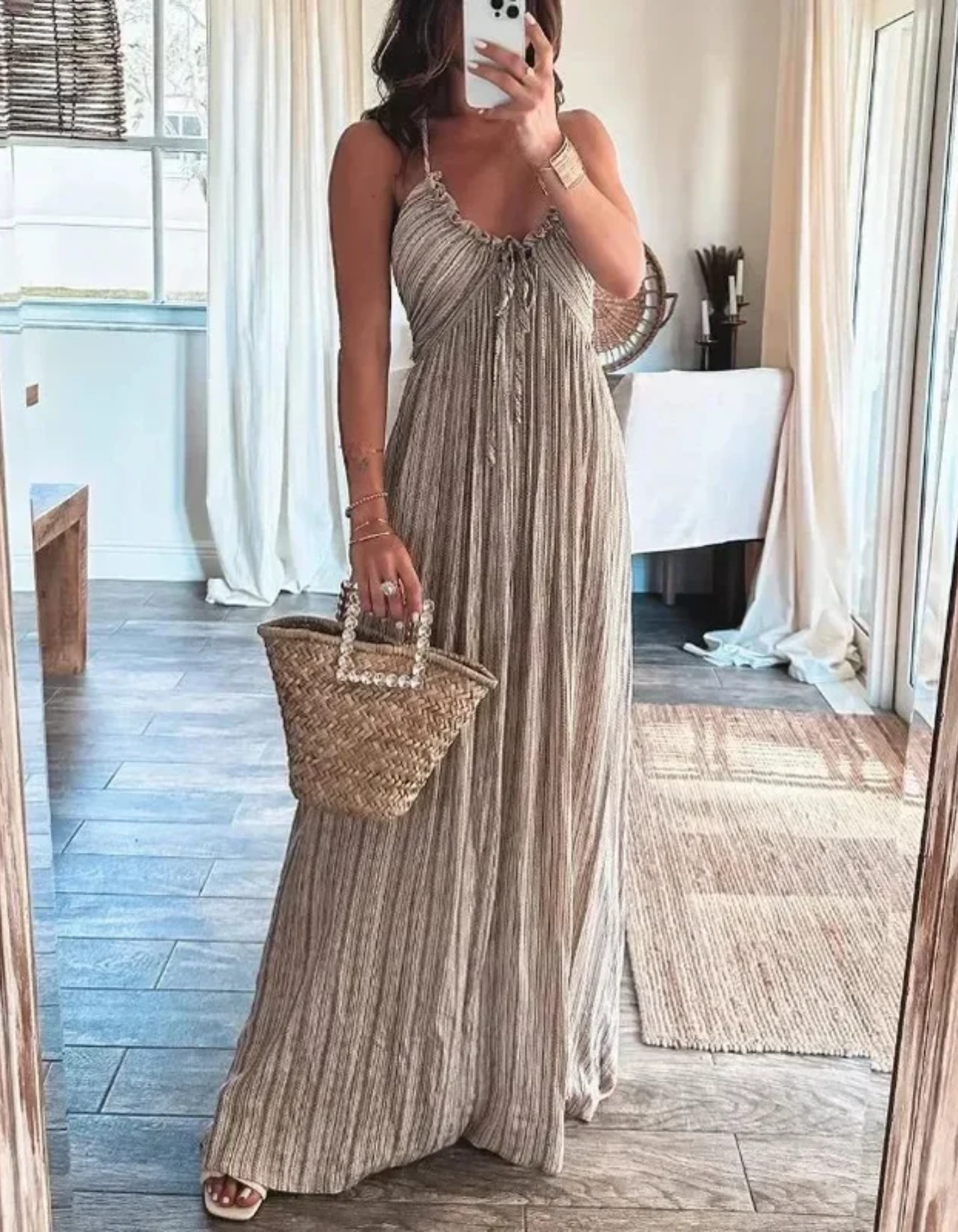 Miretta – Crinkled boho texture – Halter maxi dress-15148418105728-Santi Vento Atelier