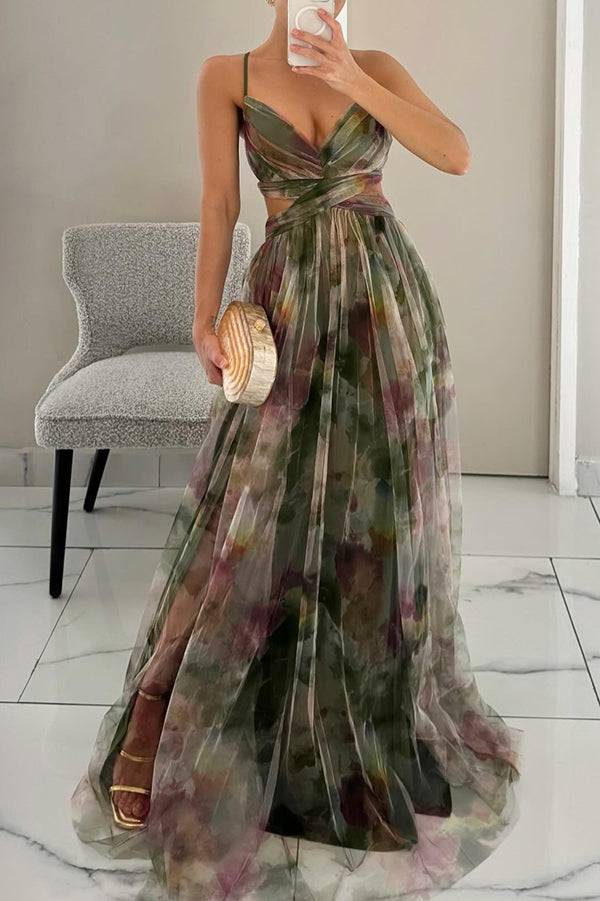 Eirith – Lace-up floral detail – Maxi dress-15139767943552-Santi Vento Atelier