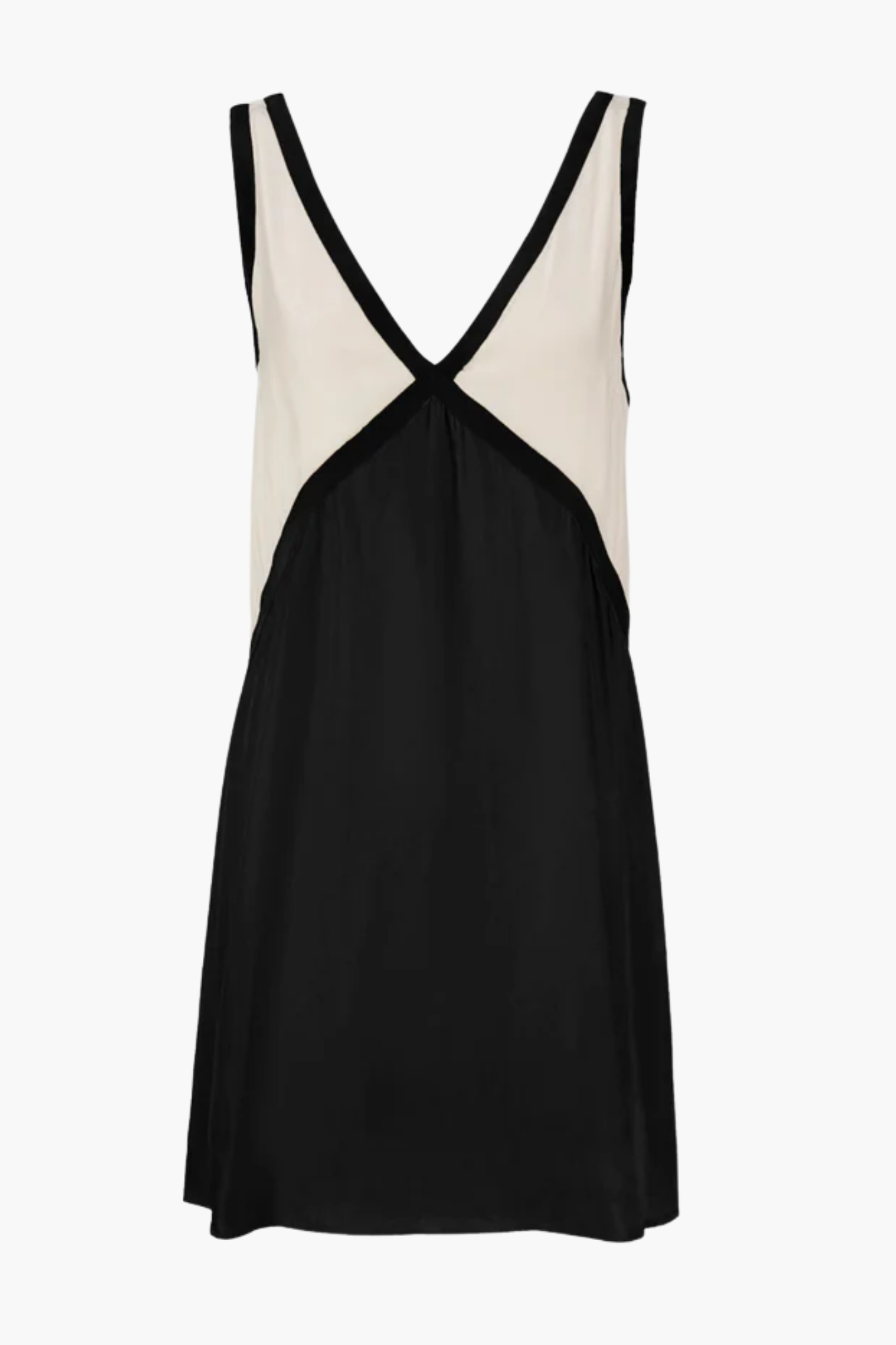 Clarette – Colour-block elegance – V-neck mini dress-15148419023232-Santi Vento Atelier