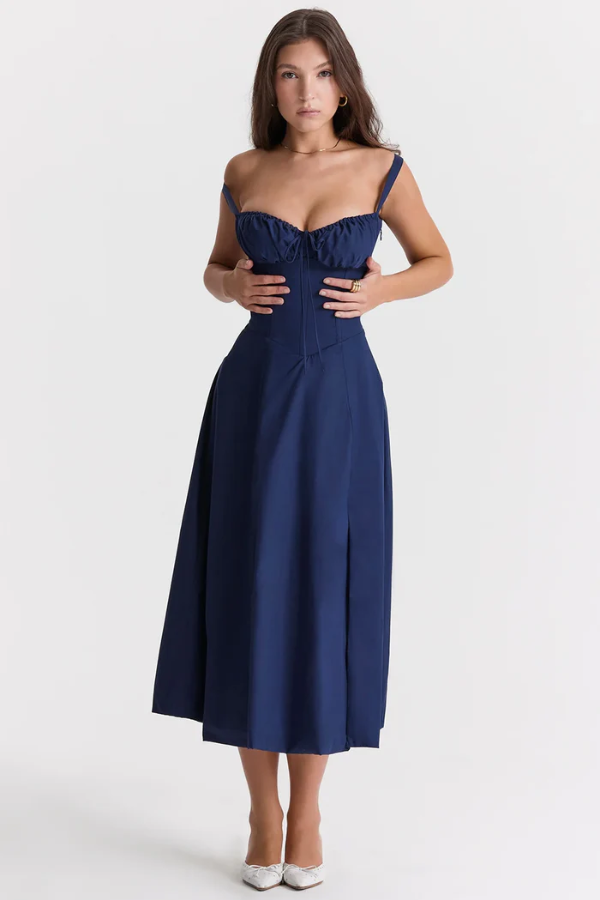 Amelie – Corset bloom – Floral midi dress-15148418236800-Santi Vento Atelier