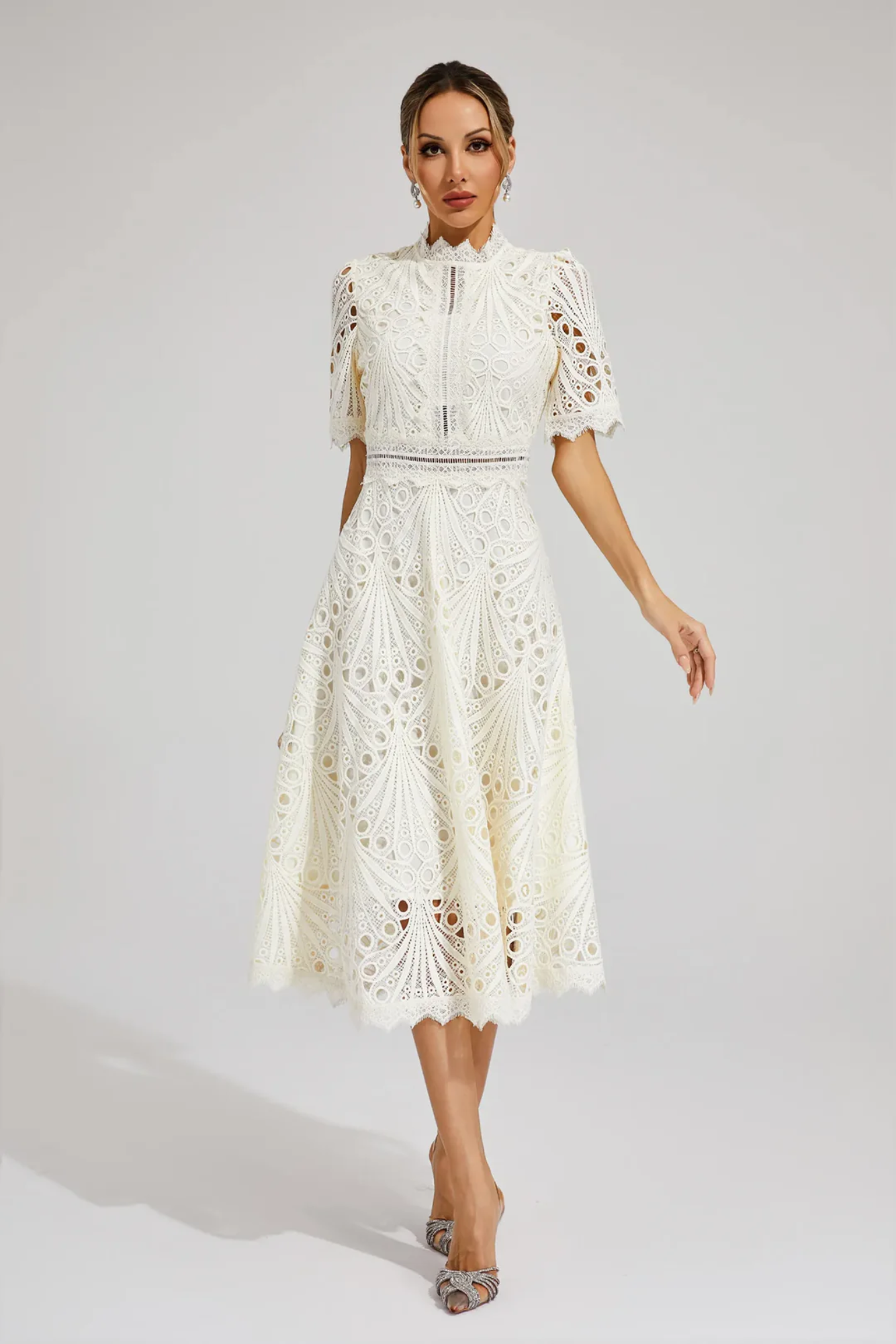 Charlisse – Delicate lace elegance – Midi dress-15139772629376-Santi Vento Atelier