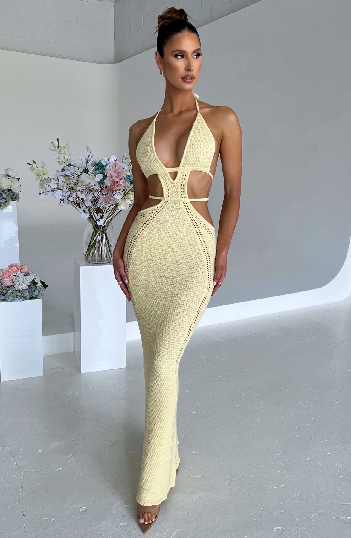 Amarosa – Cutout crochet elegance – Halter maxi dress-15173824512384-Santi Vento Atelier