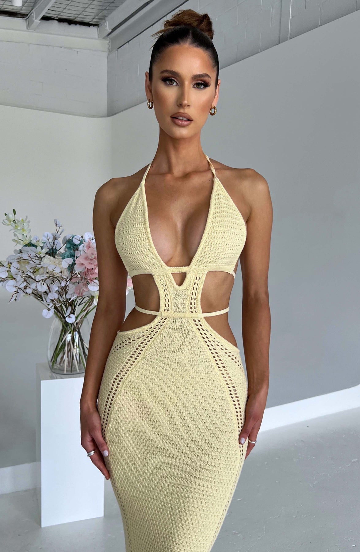 Amarosa – Cutout crochet elegance – Halter maxi dress-15173824512384-Santi Vento Atelier