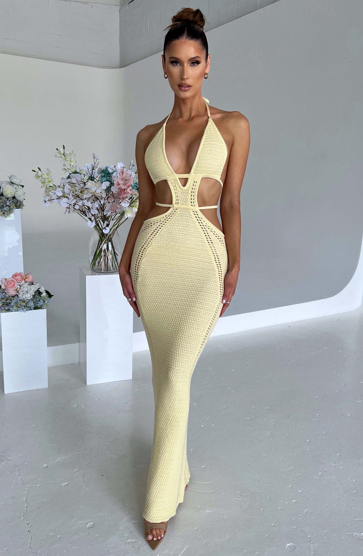 Amarosa – Cutout crochet elegance – Halter maxi dress-15173824512384-Santi Vento Atelier