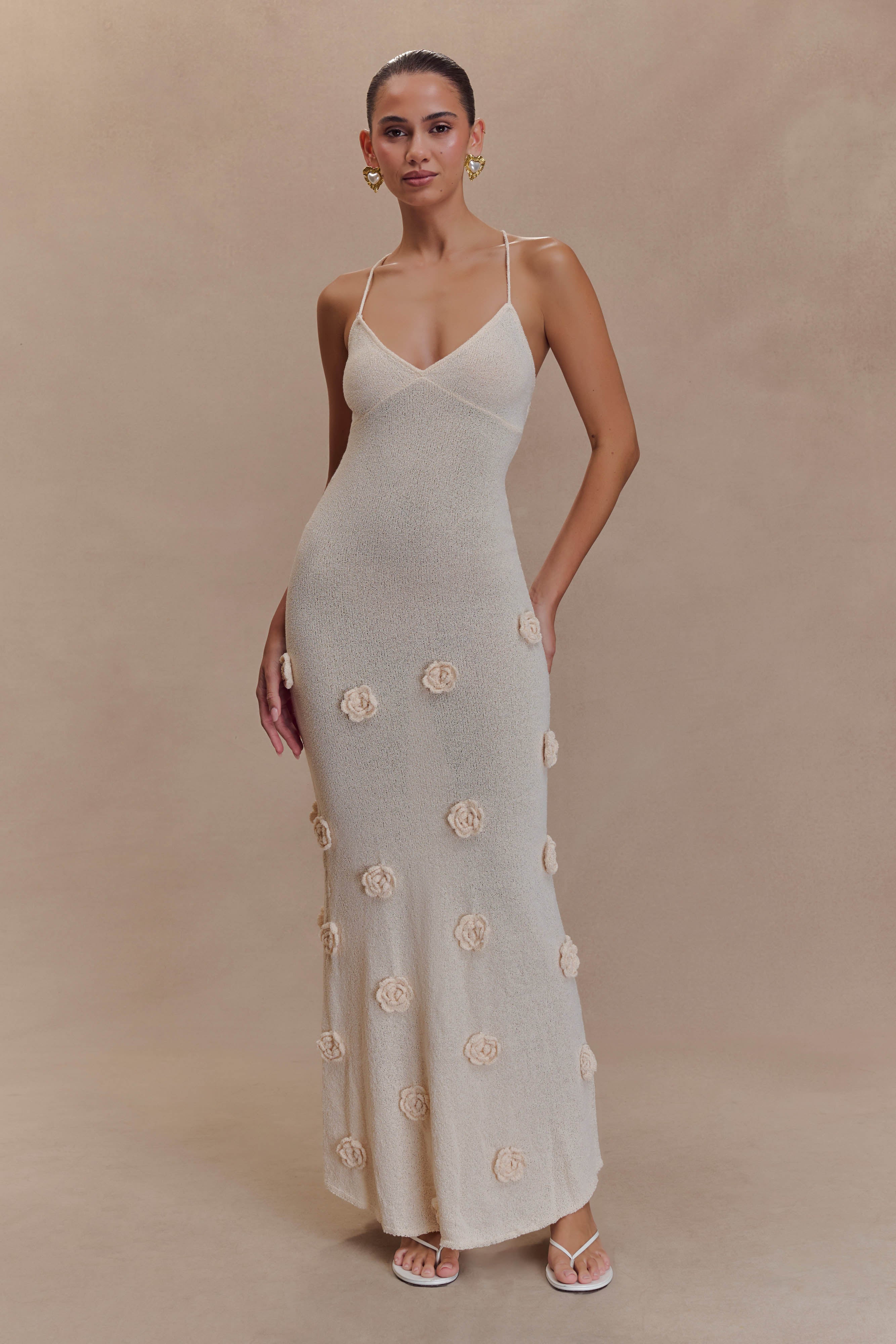 Ambina – Rosette detail – Knitted slip dress-15150994555264-Santi Vento Atelier
