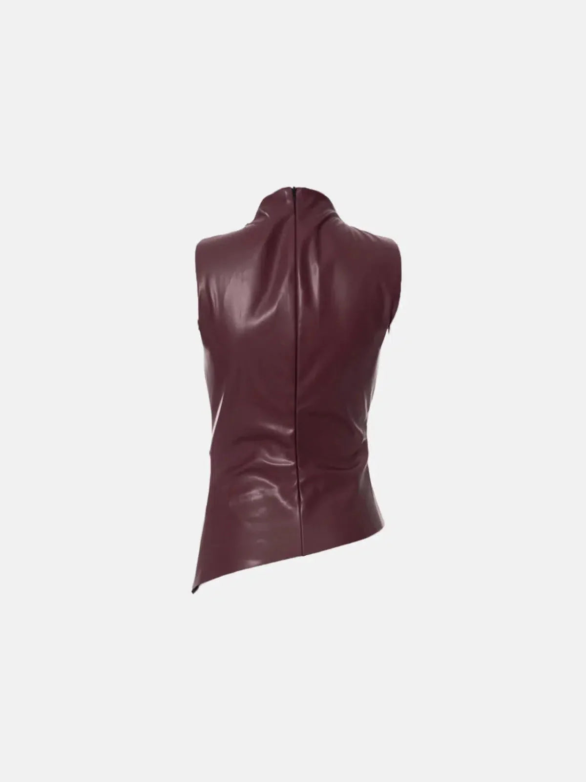 Arietta – Asymmetrical hemline – Faux leather top-15140897849728-Santi Vento Atelier