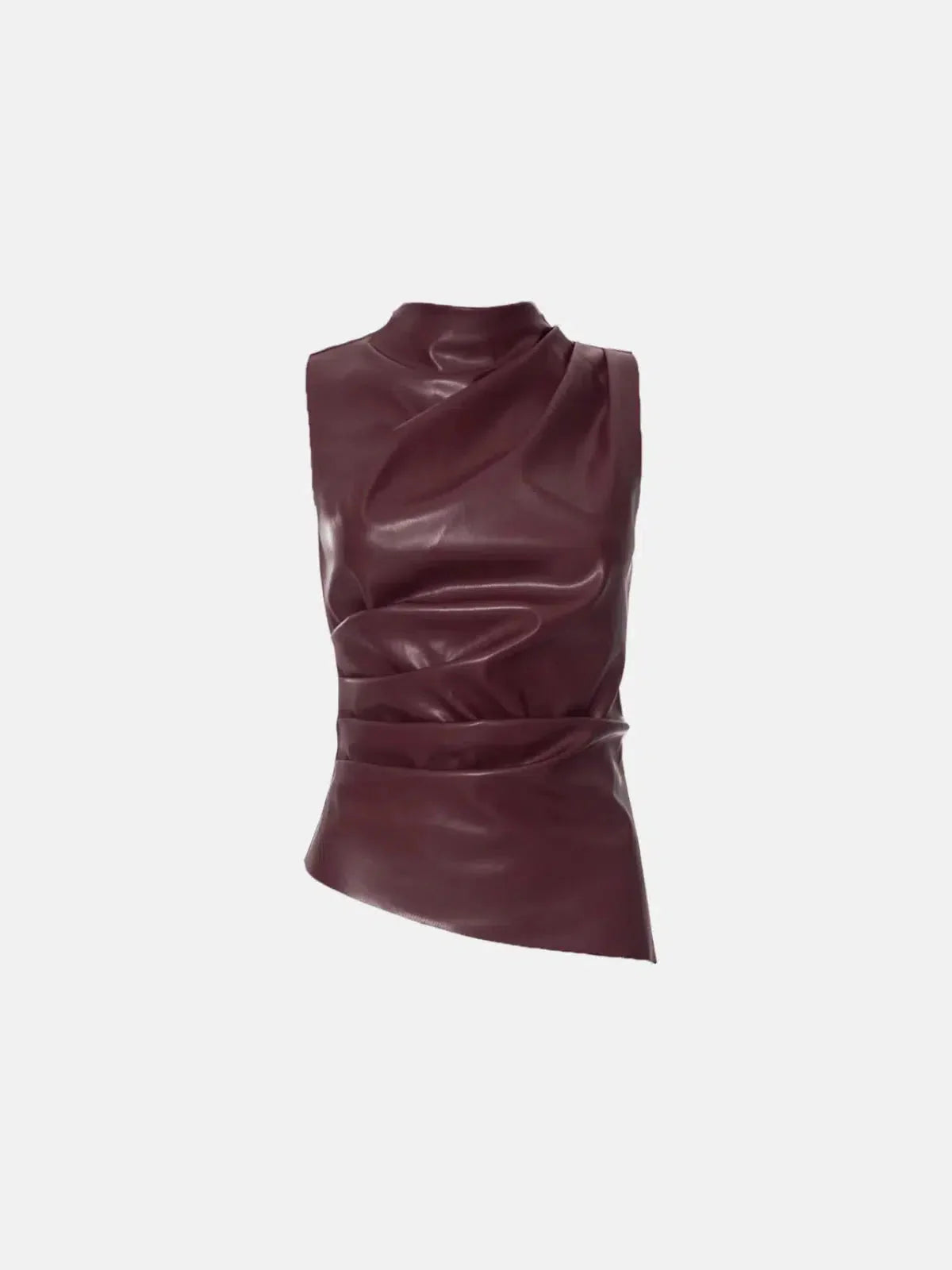 Arietta – Asymmetrical hemline – Faux leather top-15140897849728-Santi Vento Atelier