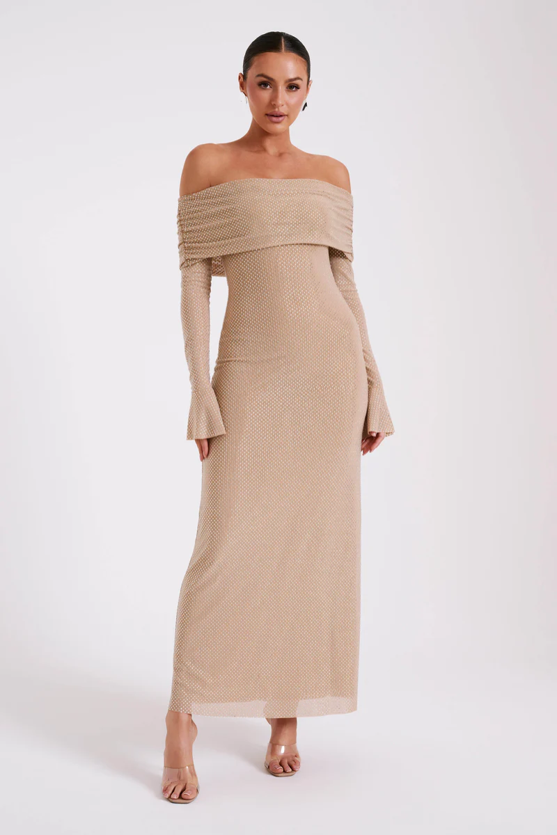 Aurelyse – Off shoulder shimmer – Knit evening dress-15151288484224-Santi Vento Atelier