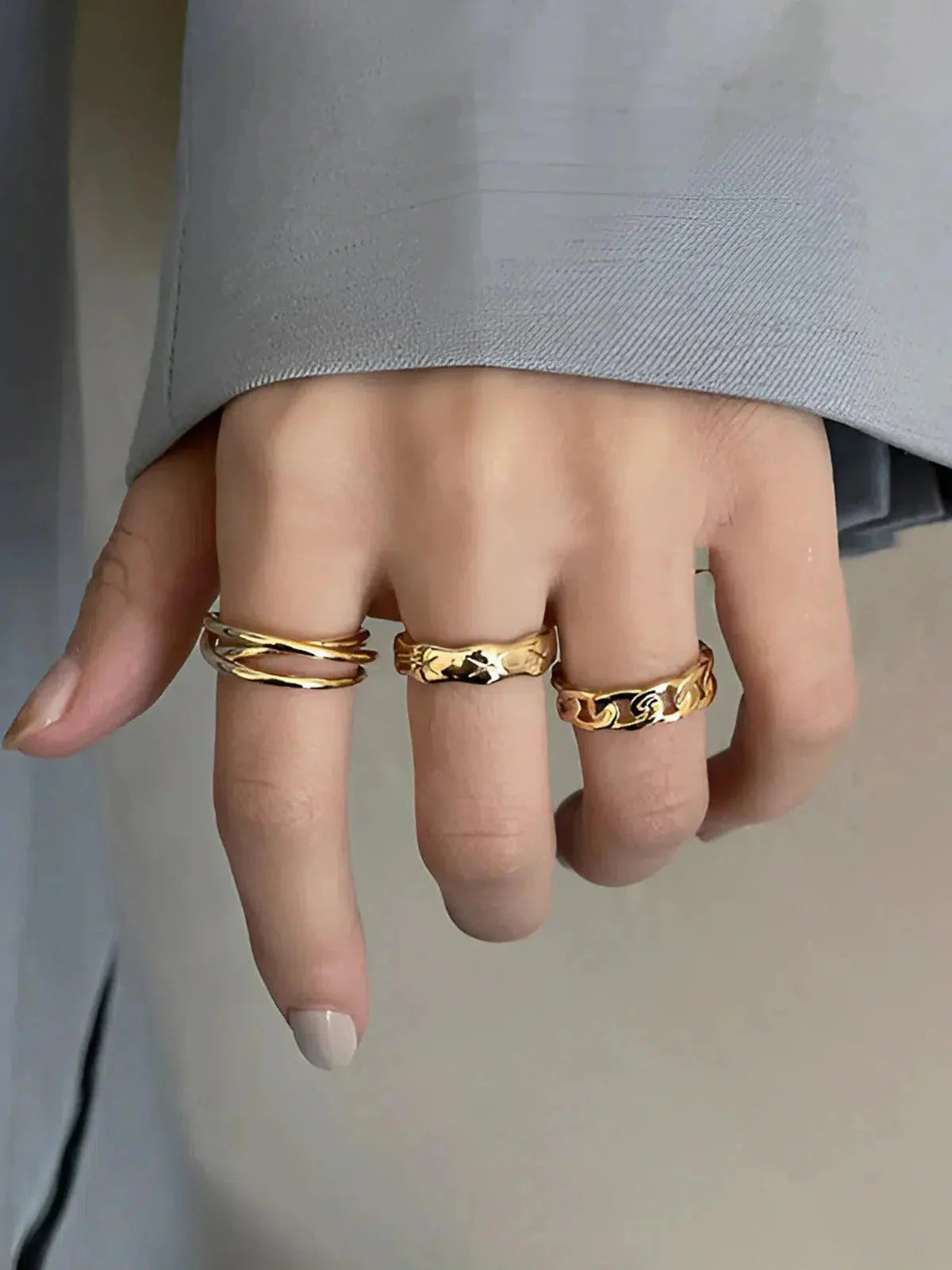 Auriane – Twisted design – Hoop ring trio-15137988280704-Santi Vento Atelier